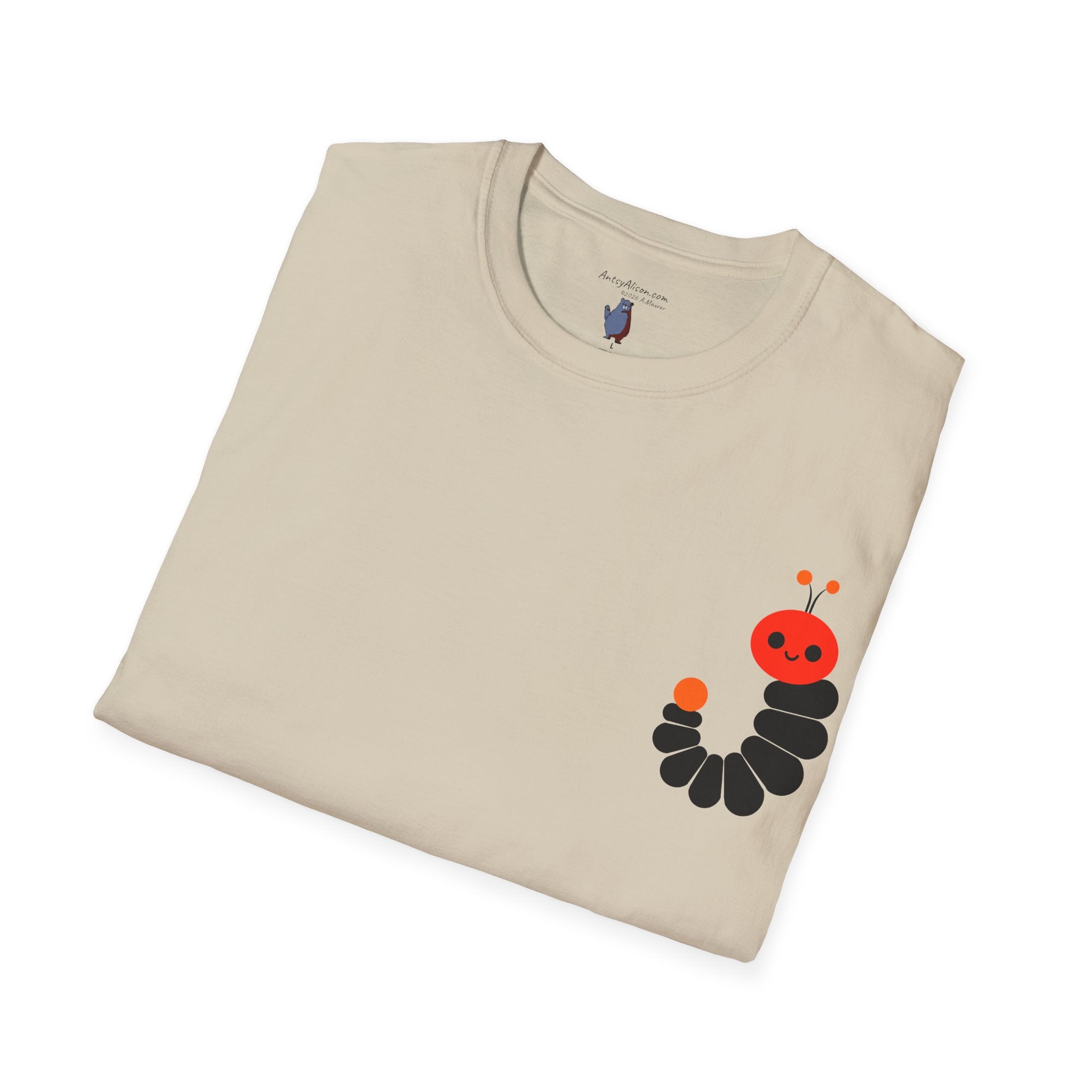 Midwest Modern Pop Icon Red and Orange Caterpillar - 100% Cotton Graphic Tee - animal lovers, insects, bugs, caterpillars, red, orange