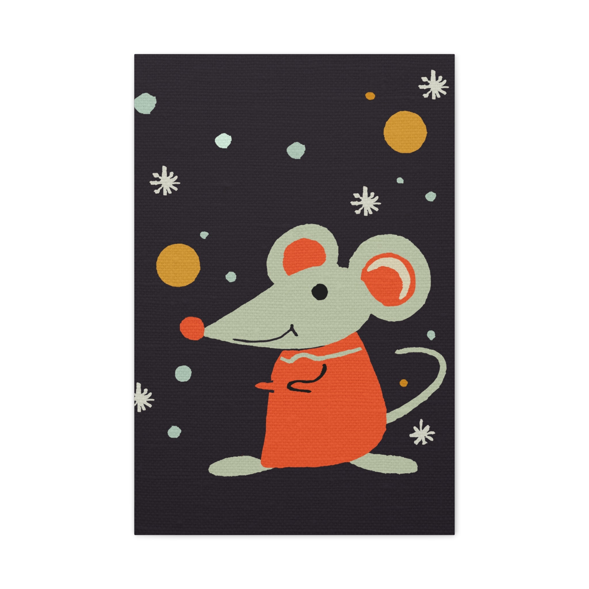 Midwest Mod Seasonal Winter Art Print Mouse in the Snow - Matte Canvas, Stretched, 1.25"