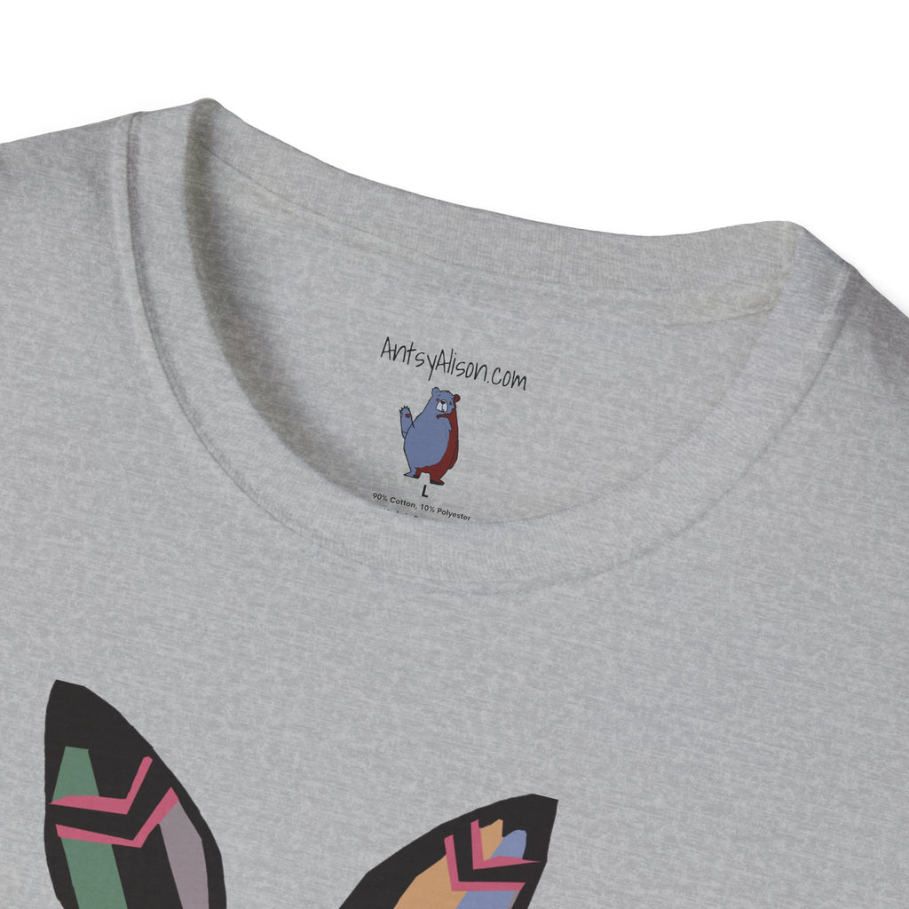 Striped Standing Bunny Rabbit - 100% Cotton T-Shirt