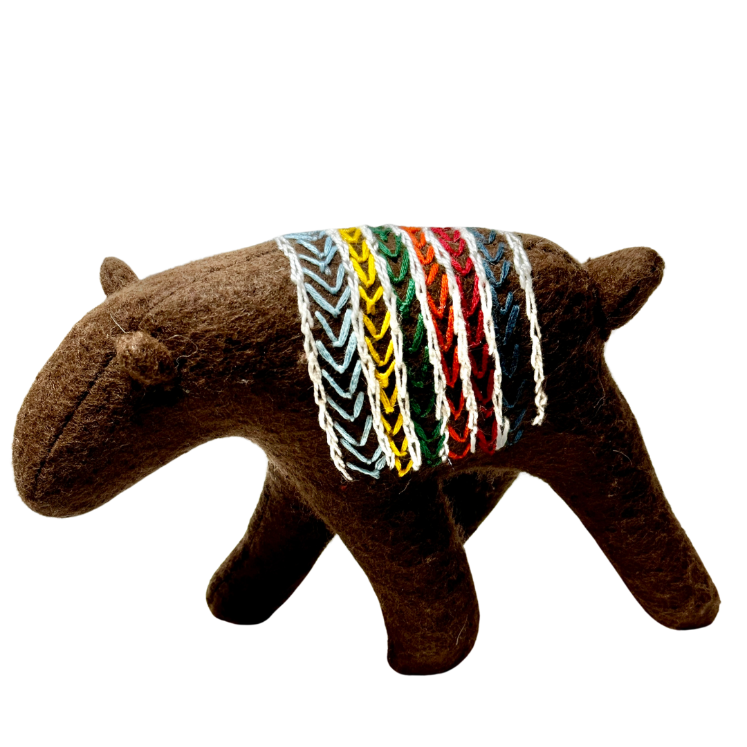 One of a Kind Striped Bear Soft Art Textile Plush Decor