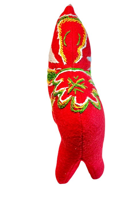 One of a Kind Embroidered Dala Horse Art Textile Plush Decor