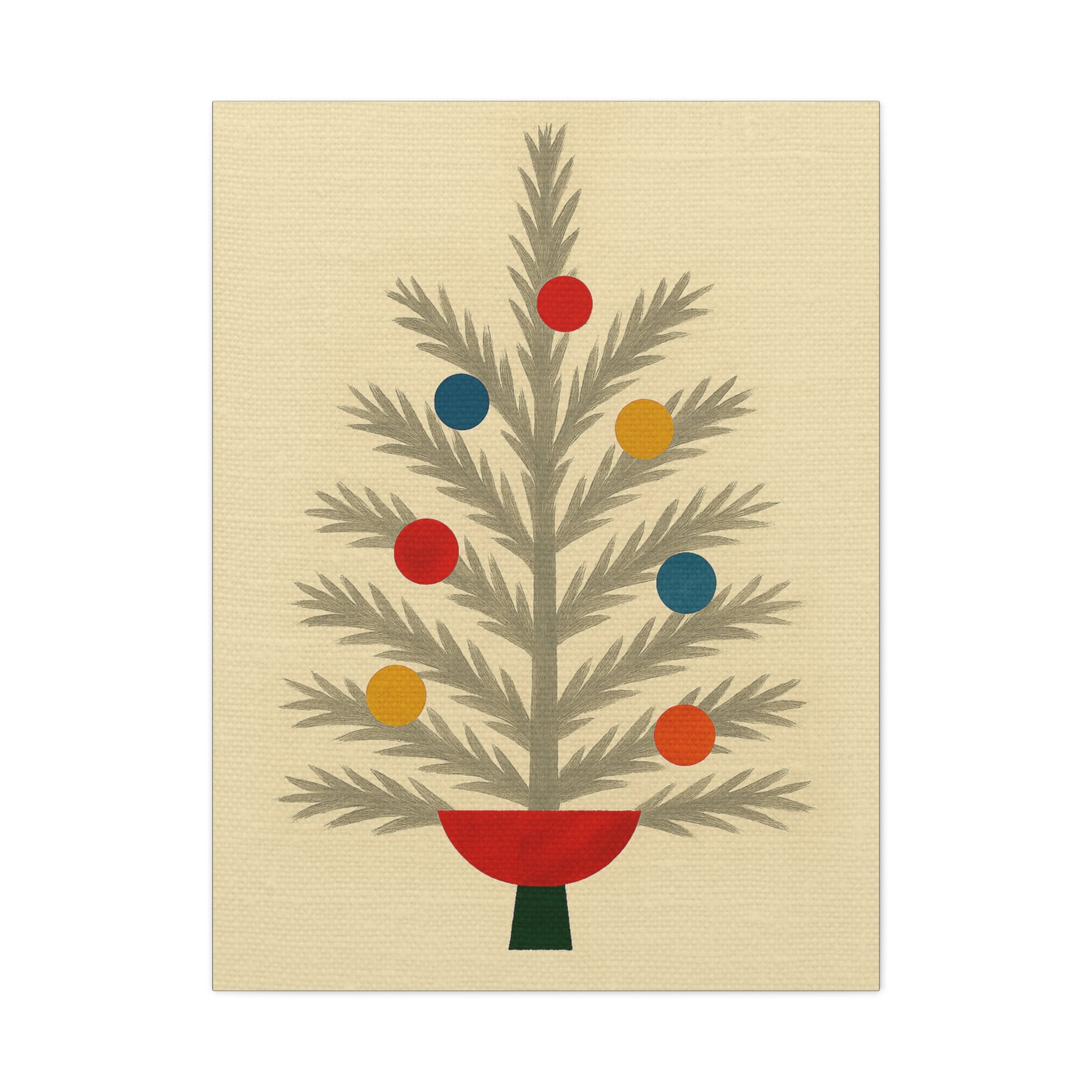 Midwest Mod Seasonal Christmas Art Print - Retro Aluminum Christmas Tree - Matte Canvas, Stretched, 1.25"