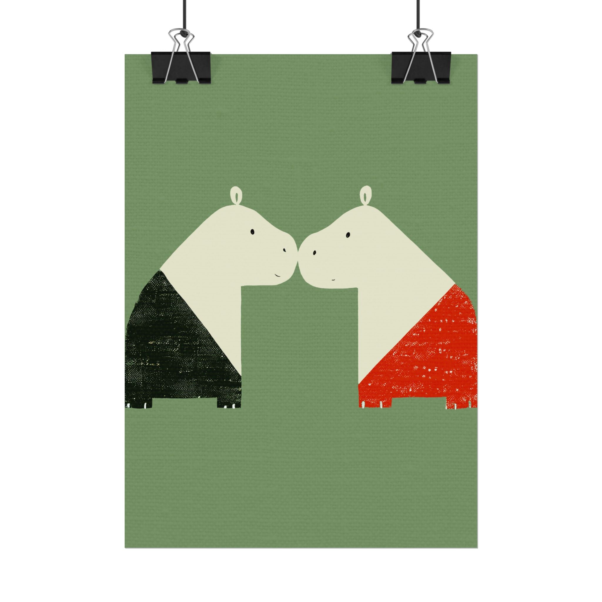 Animal Love Print Hippos Only Rolled Poster - Animals, Hippo, Valentines Day, Nature, Love