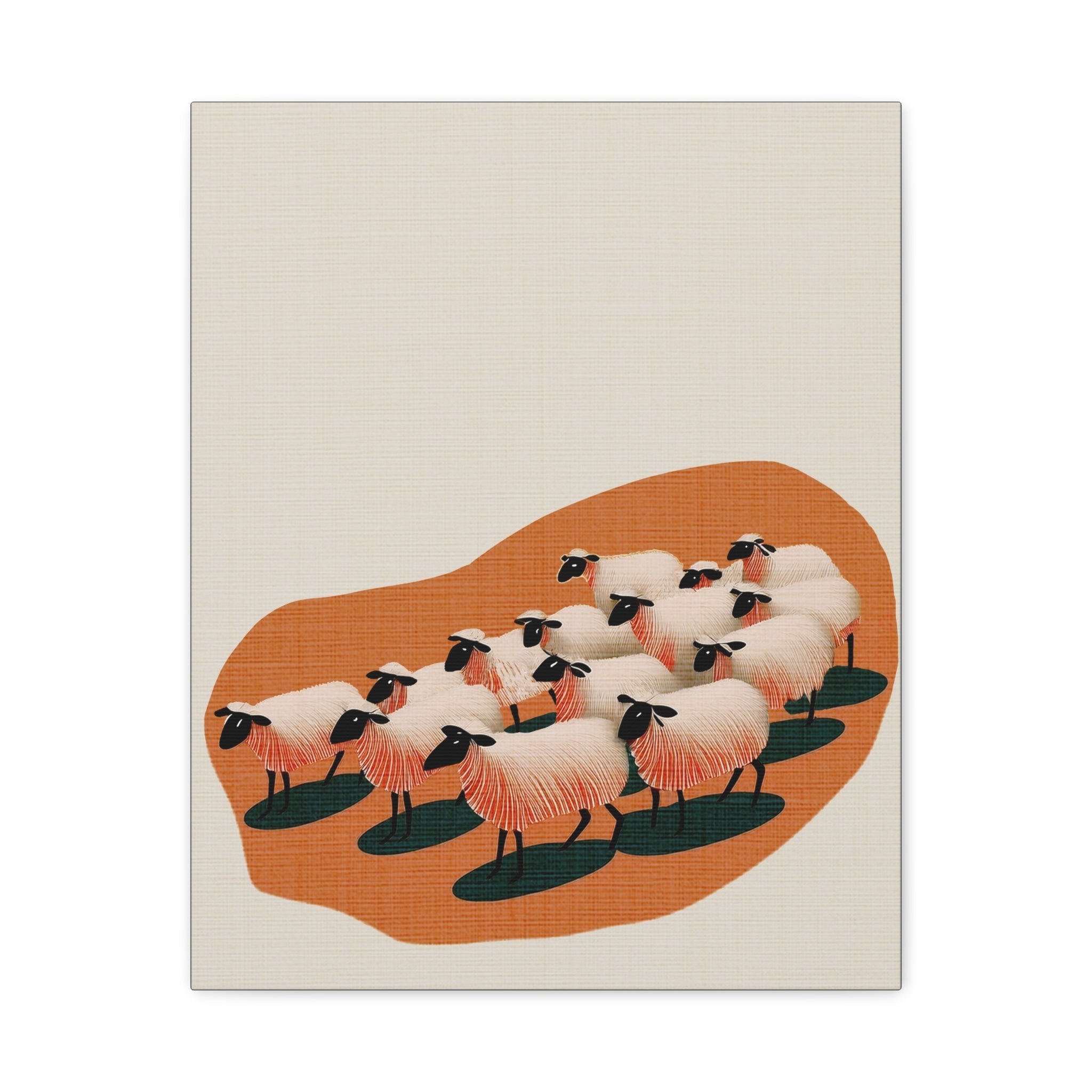 Midwest Modern Abstract Sheep Herd Print - Matte Canvas, Stretched, 1.25" -  home decor, wall art, nature, sheep, retro, atomic, farm