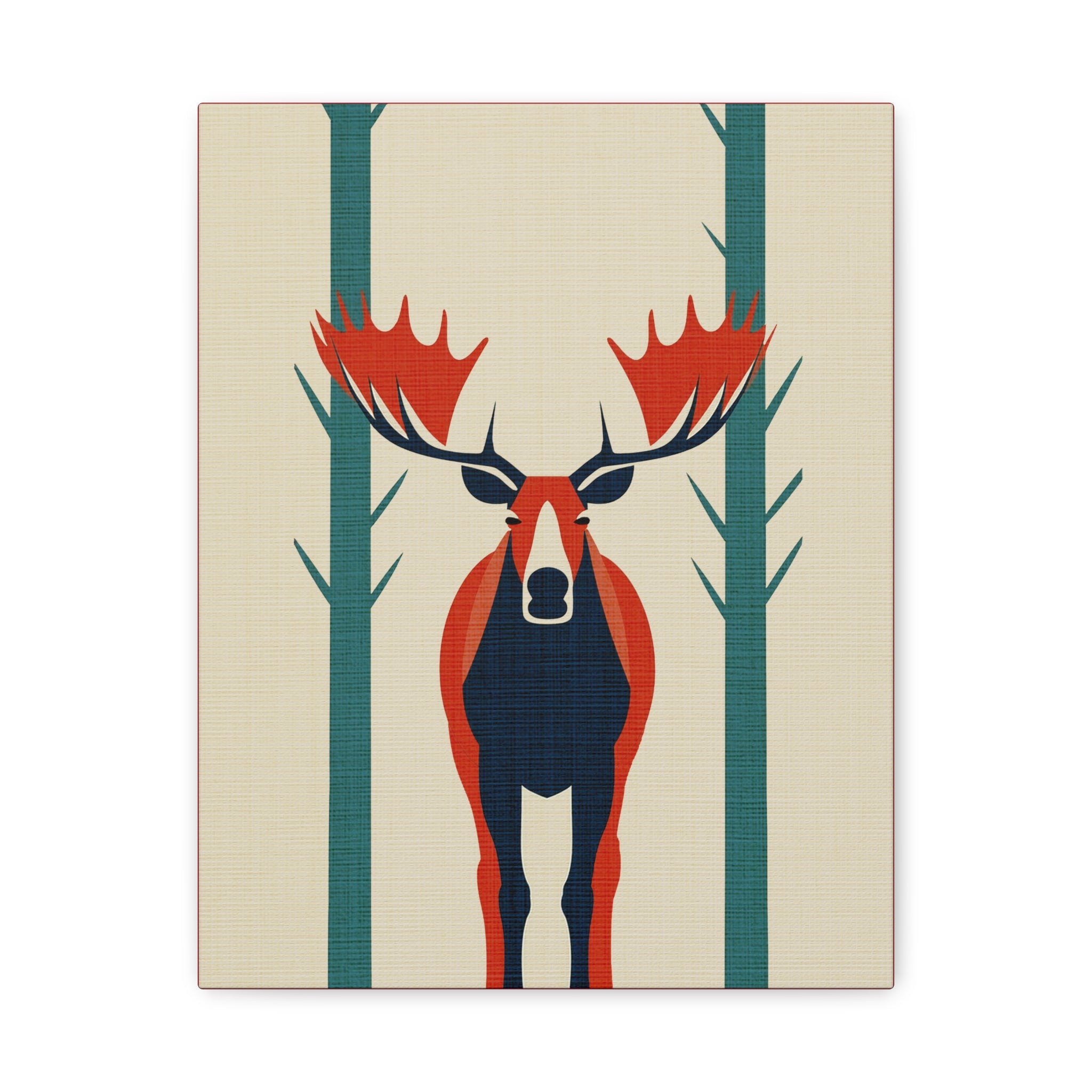 Midwest Mod Moose in Forest No. 1 Winter Print- Matte Canvas, Stretched, 1.25", holiday decor, winter, moose, forest