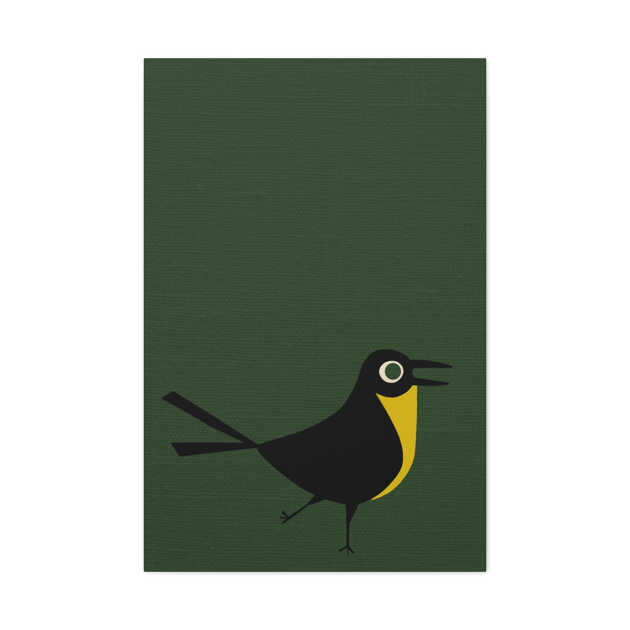 Midwest Modern Happy Bird Print - Matte Canvas, Stretched, 1.25" - wall decor, fun art, modern, simple, graphic, bird, green, happy