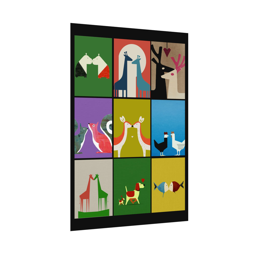 Midwest Modern Animal Love, Rolled Poster -  animals, nature, love, valentines, colorful, mod