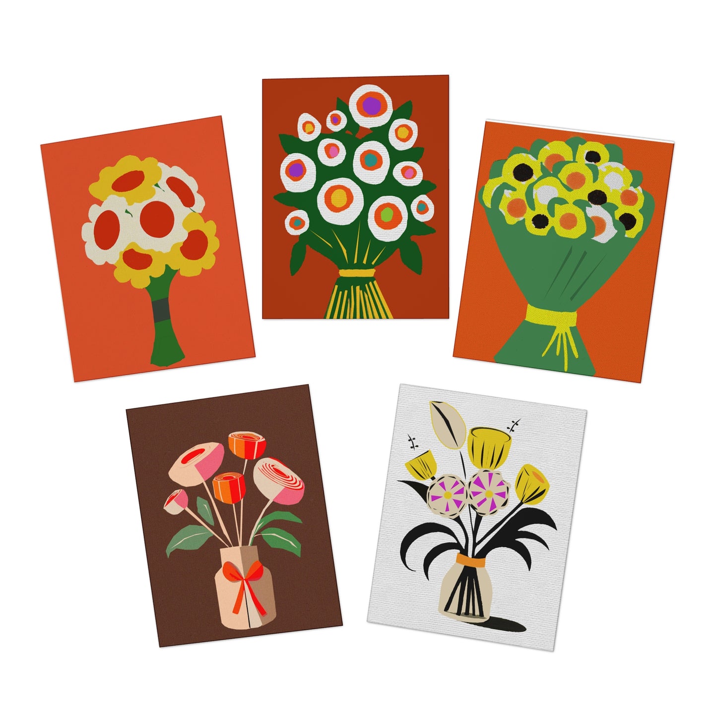 Multi-Design Mothers Day Floral Bouquet Greeting Card (5-Pack)