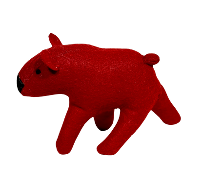 One of a Kind Walking Bear Soft Art Sculpture in Red