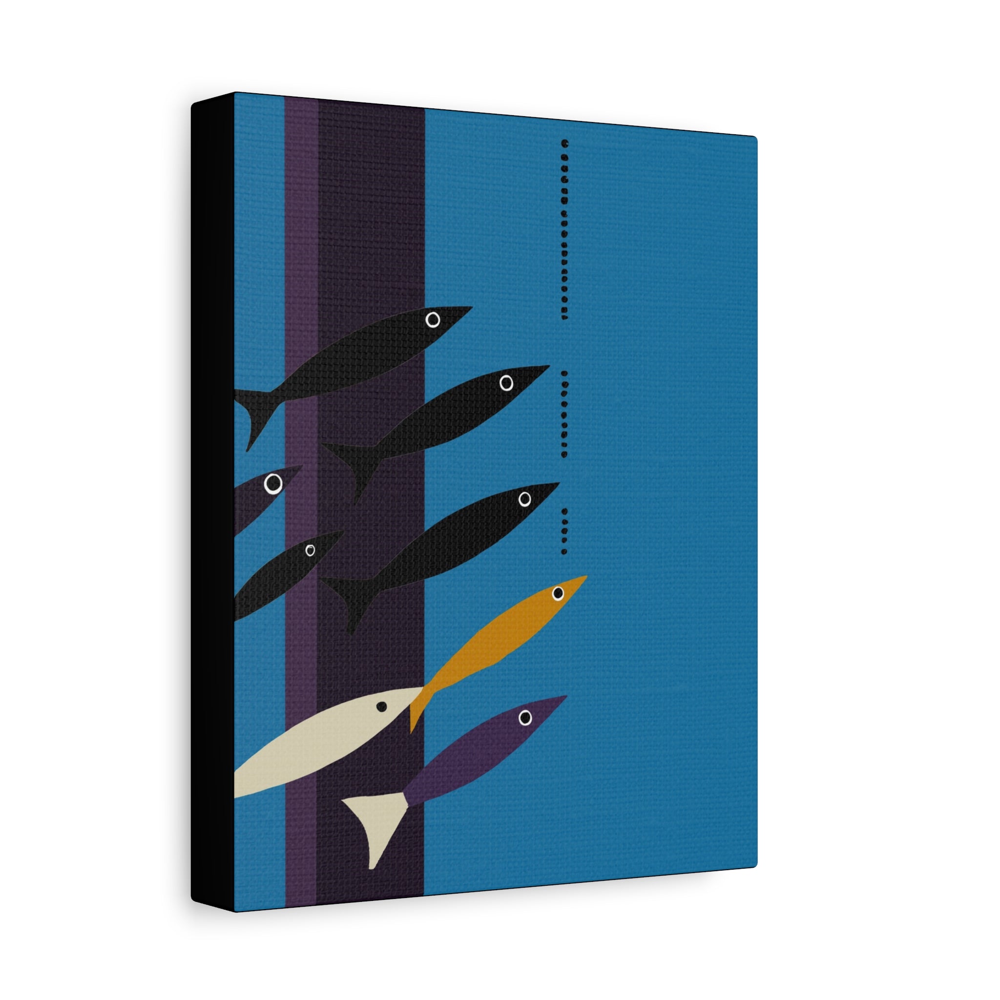 Midwest Modern Abstract Retro School of Fish (G) Print - Matte Canvas, Stretched, 1.25" -  home decor, wall art, nature, fish, fishing