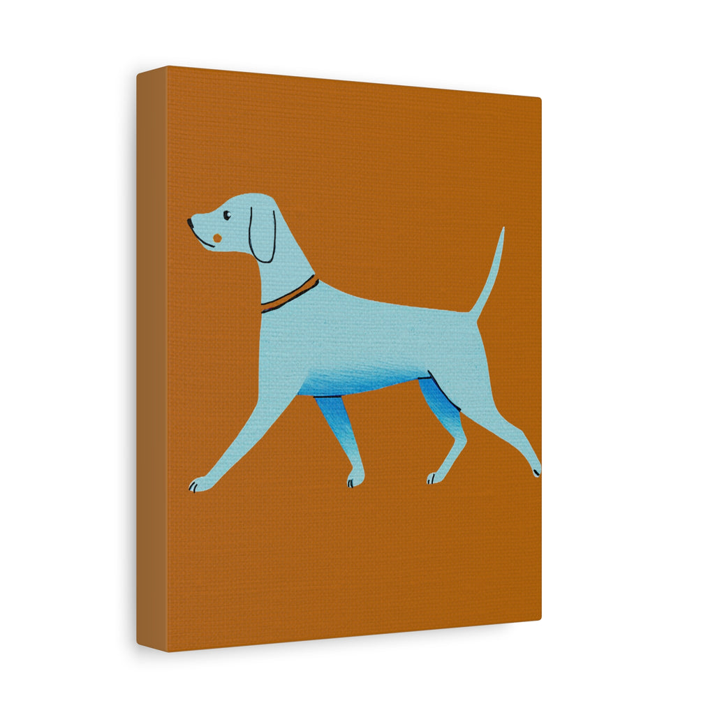 Midwest Modern Retro Blue Lab in Blue Dog Pup Print  - Matte Canvas, Stretched, 1.25"