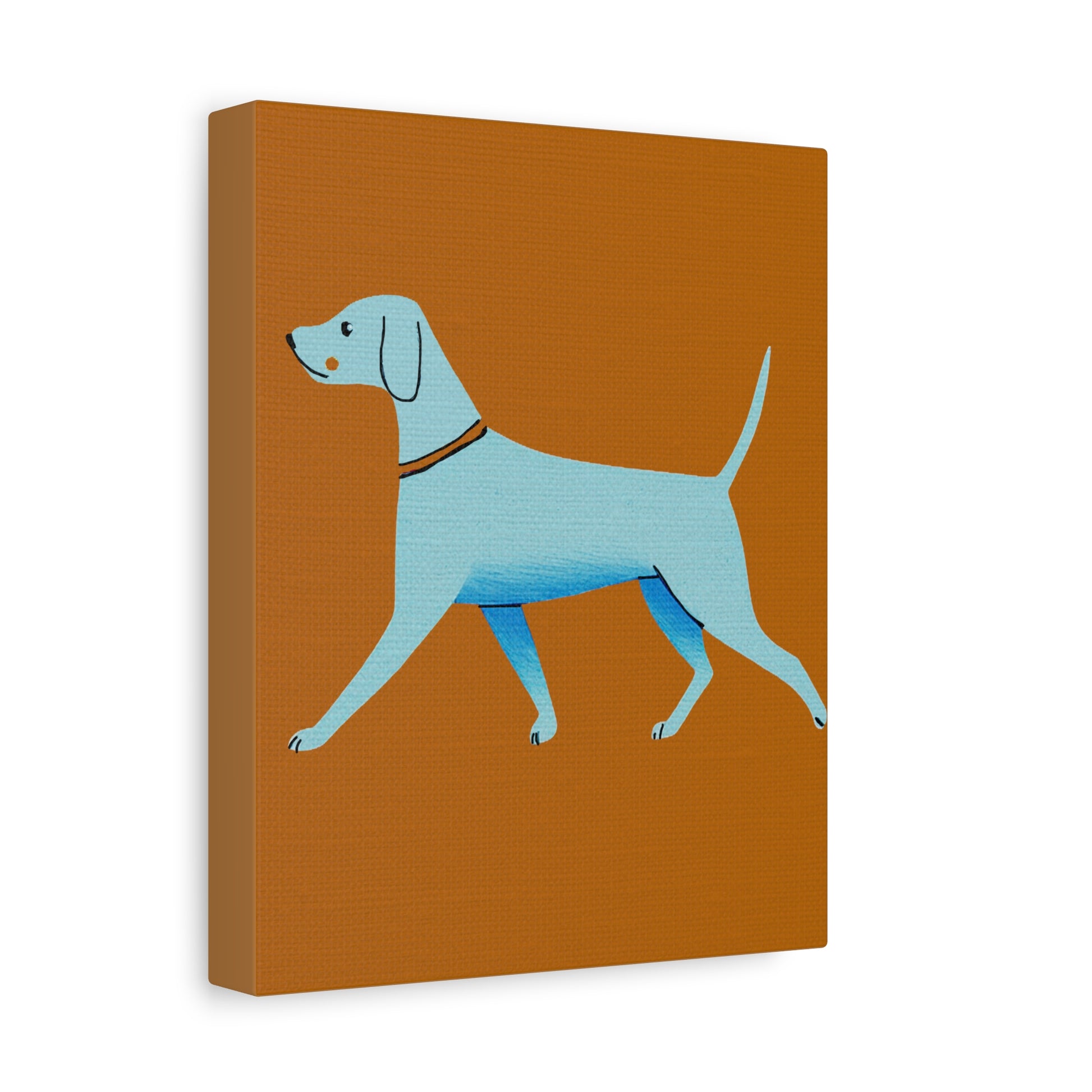 Midwest Modern Retro Blue Lab in Blue Dog Pup Print  - Matte Canvas, Stretched, 1.25"