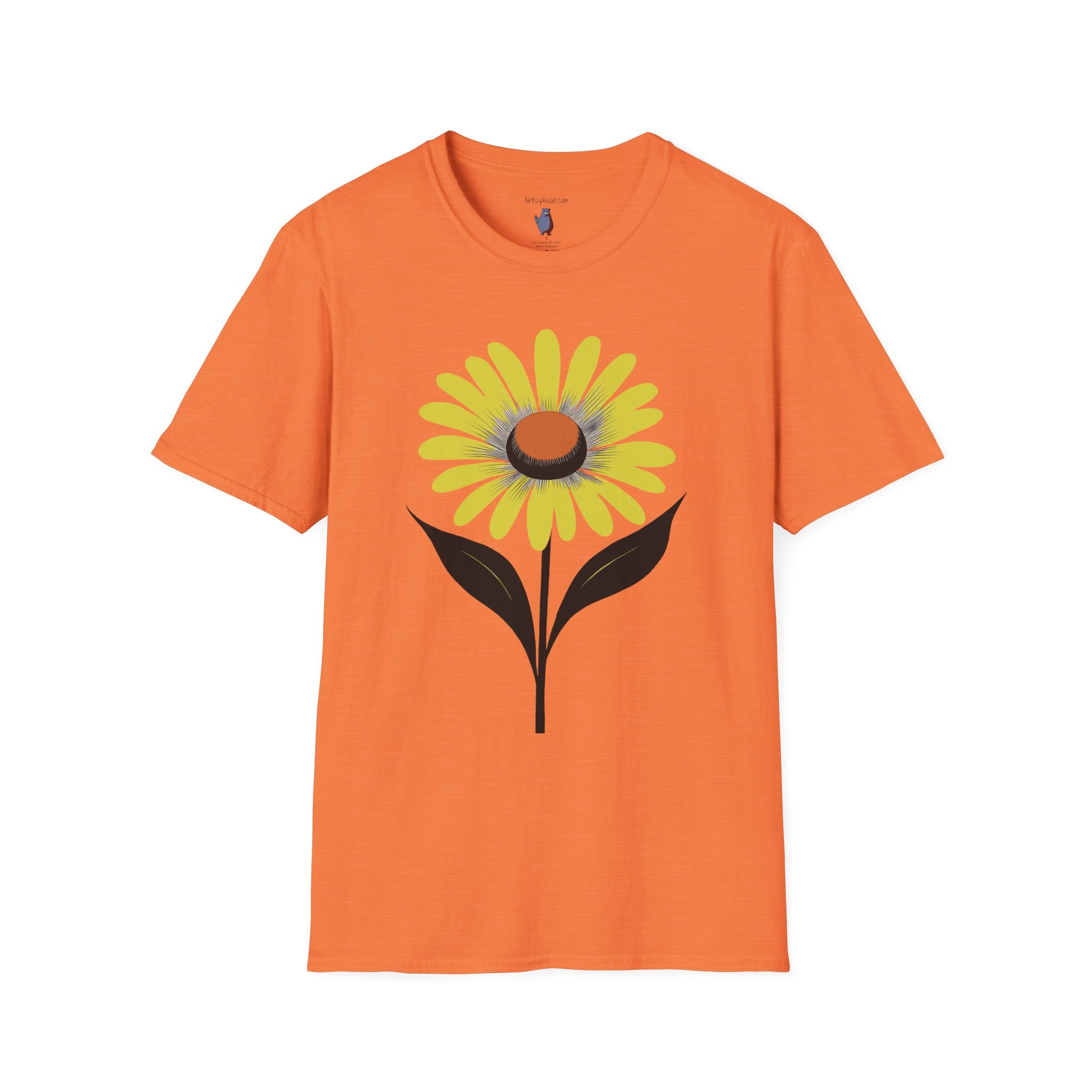 One Yellow Daisy Graphic Art Tee - 100% Cotton T-Shirt