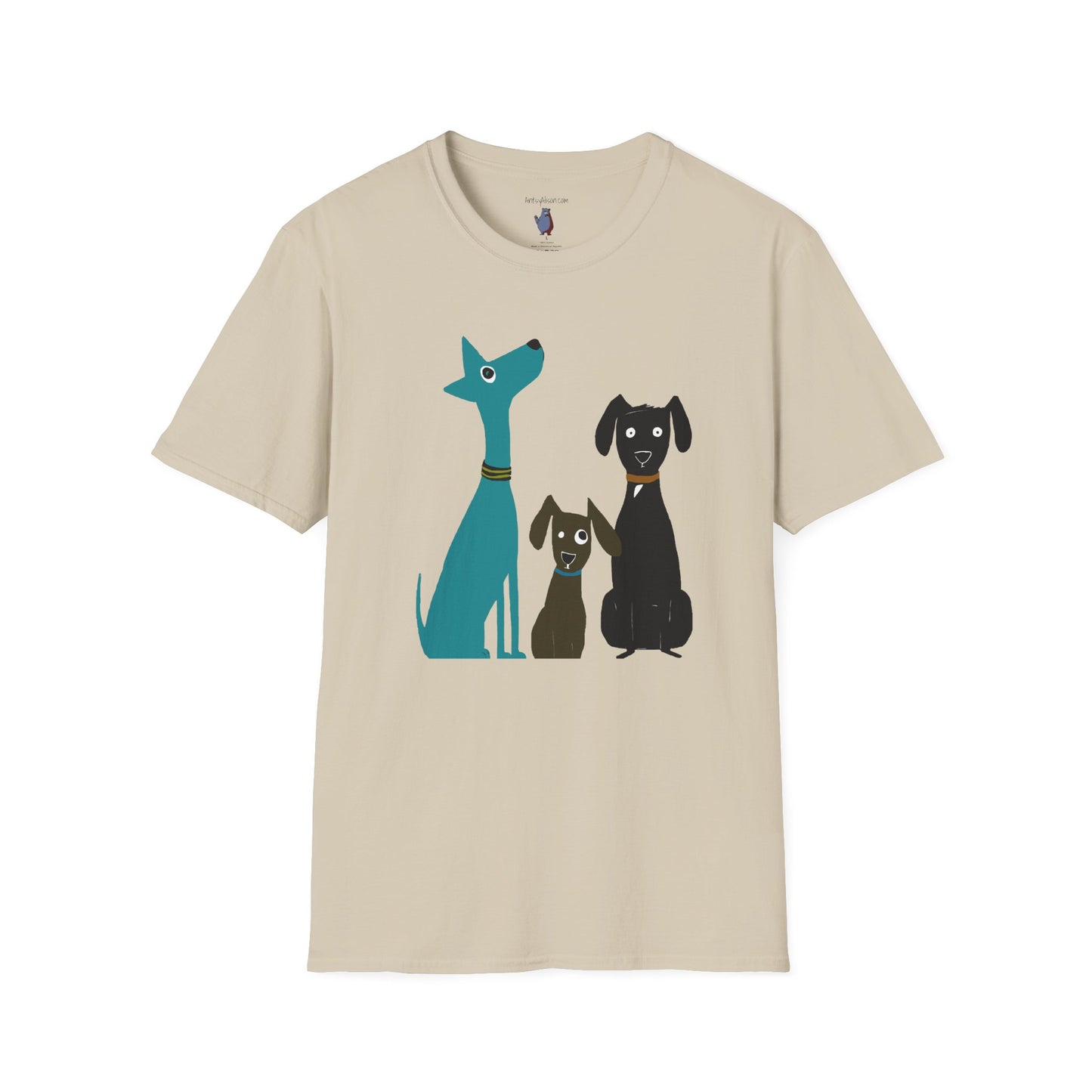 Retro Dog Trio #2 Graphic Art - 100% Cotton T-Shirt