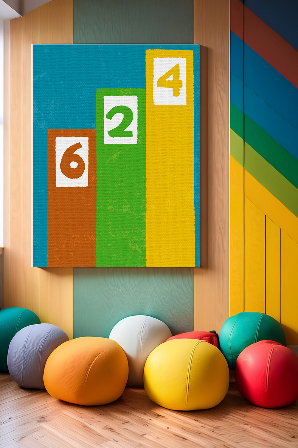 Midwest Modern Random Number 624 Print - Matte Canvas, Stretched, 1.25" -  home decor, wall art, numbers, simple