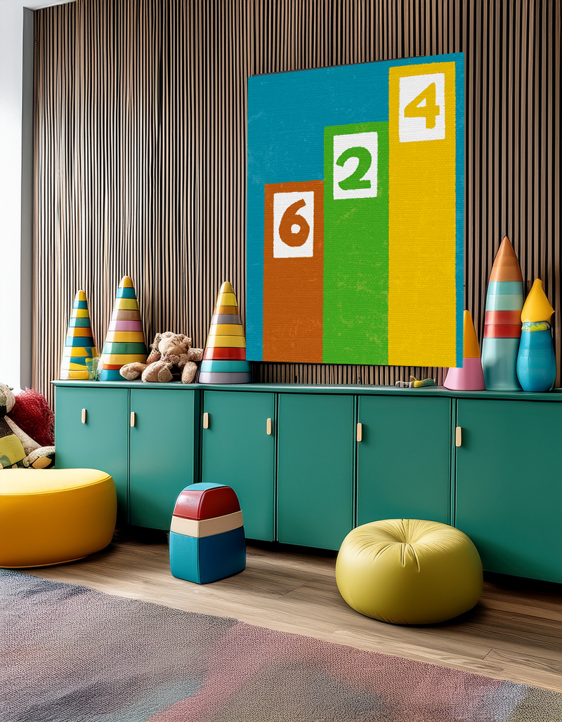 Midwest Modern Random Number 624 Print - Matte Canvas, Stretched, 1.25" -  home decor, wall art, numbers, simple