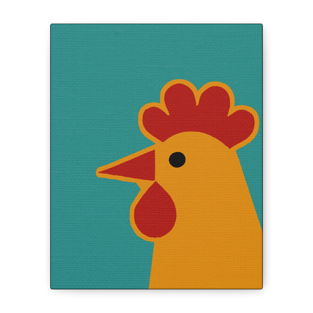 Midwest Modern Icon Pop Art Chicken Head Print - Matte Canvas, Stretched, 1.25" - wall decor, fun art,  bold, animals, chickens
