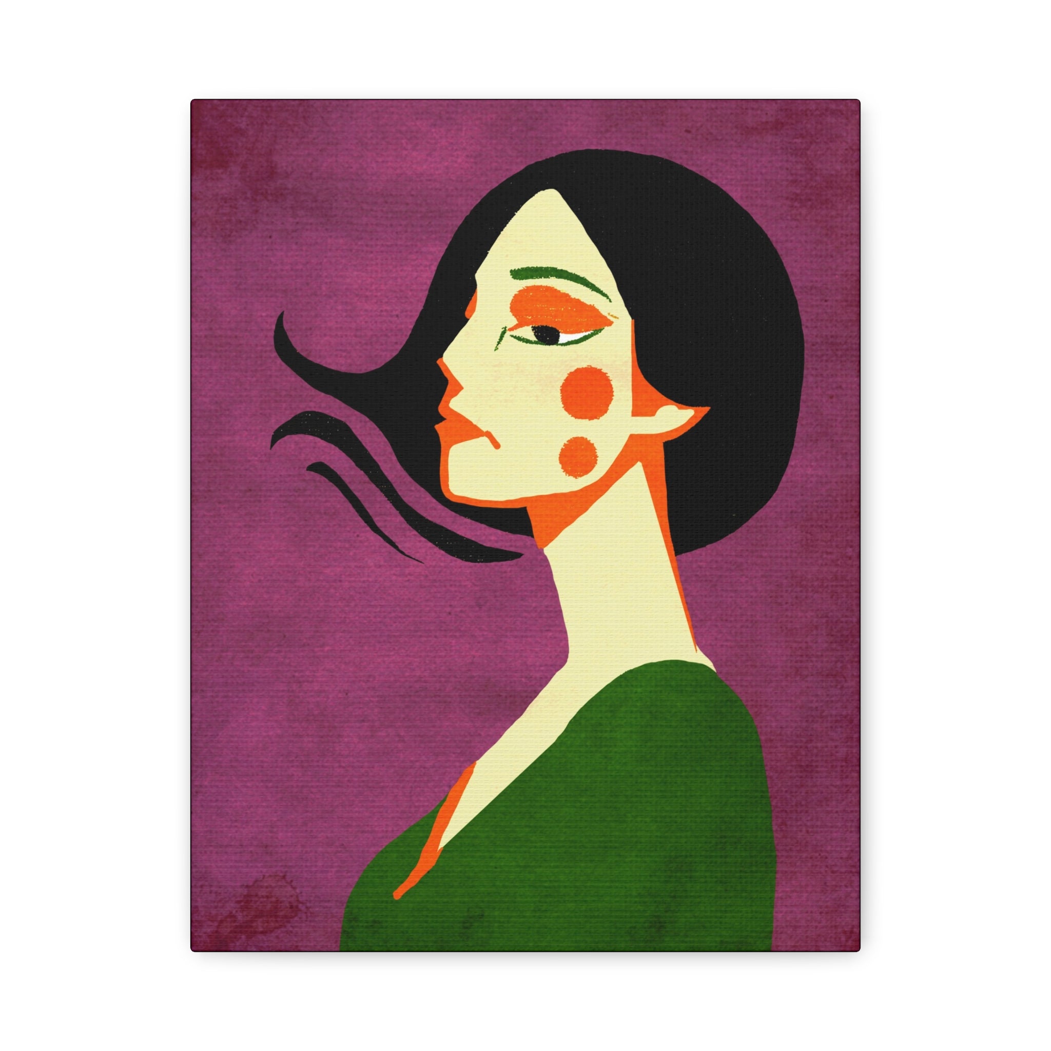 Midwest Modern Pop Art Girl Portrait No. 3 Print - Matte Canvas, Stretched, 1.25" -  home decor, wall art, portrait, woman