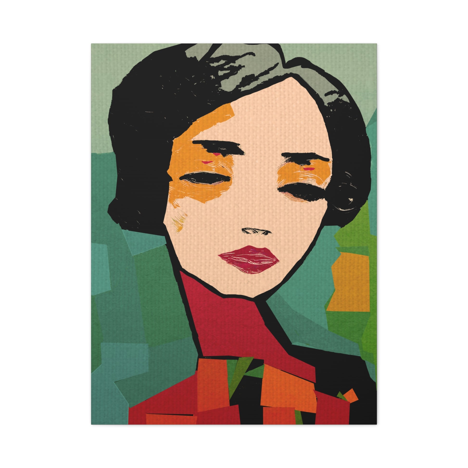 Abstract Woman Portrait So Tired Art Print - Matte Canvas, Stretched, 1.25"