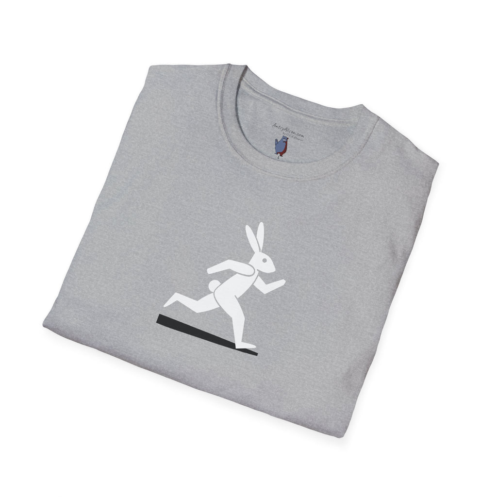 Midwest Modern Run Rabbit Run #4 in Black & White - 100% Cotton Graphic Tee - animal lovers, rabbit, bunny, easter, spring