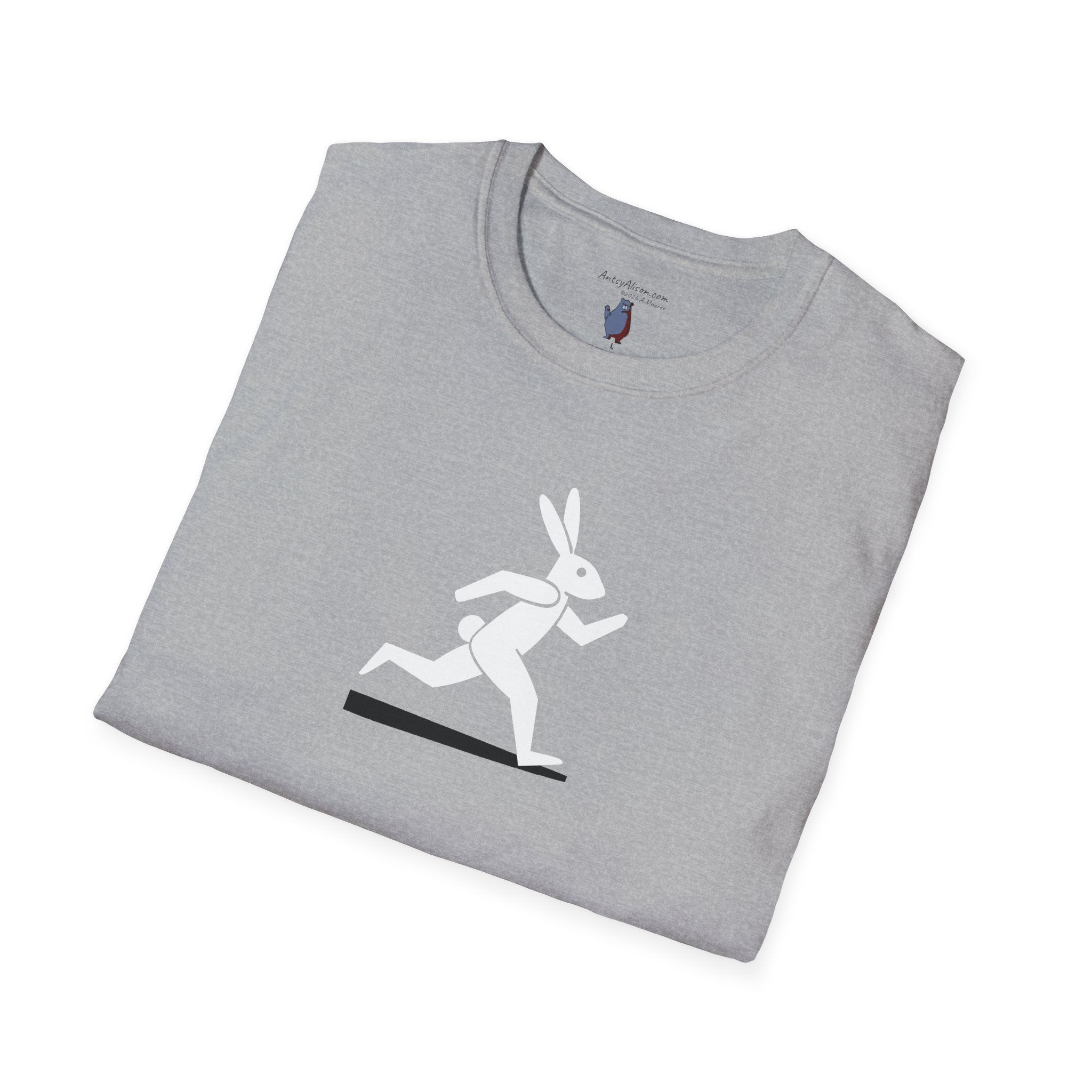 Midwest Modern Run Rabbit Run #4 in Black & White - 100% Cotton Graphic Tee - animal lovers, rabbit, bunny, easter, spring
