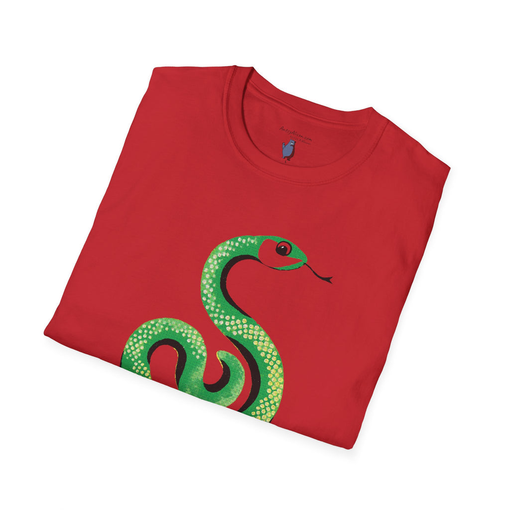 Midwest Modern Pop Icon Green Snake- 100% Cotton Graphic Tee - animal lovers, green, snake, reptile