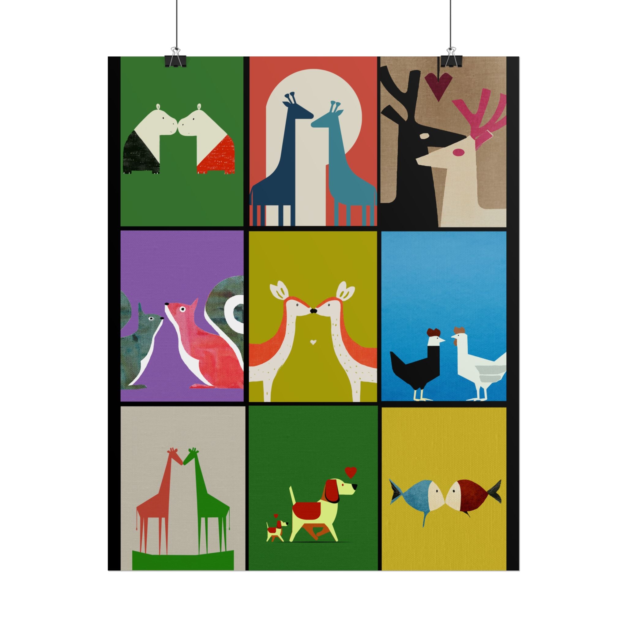 Midwest Modern Animal Love, Rolled Poster -  animals, nature, love, valentines, colorful, mod