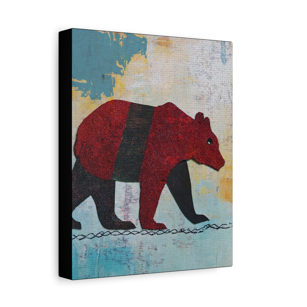 Collage Style Walking Bear - Matte Canvas, Stretched, 1.25"
