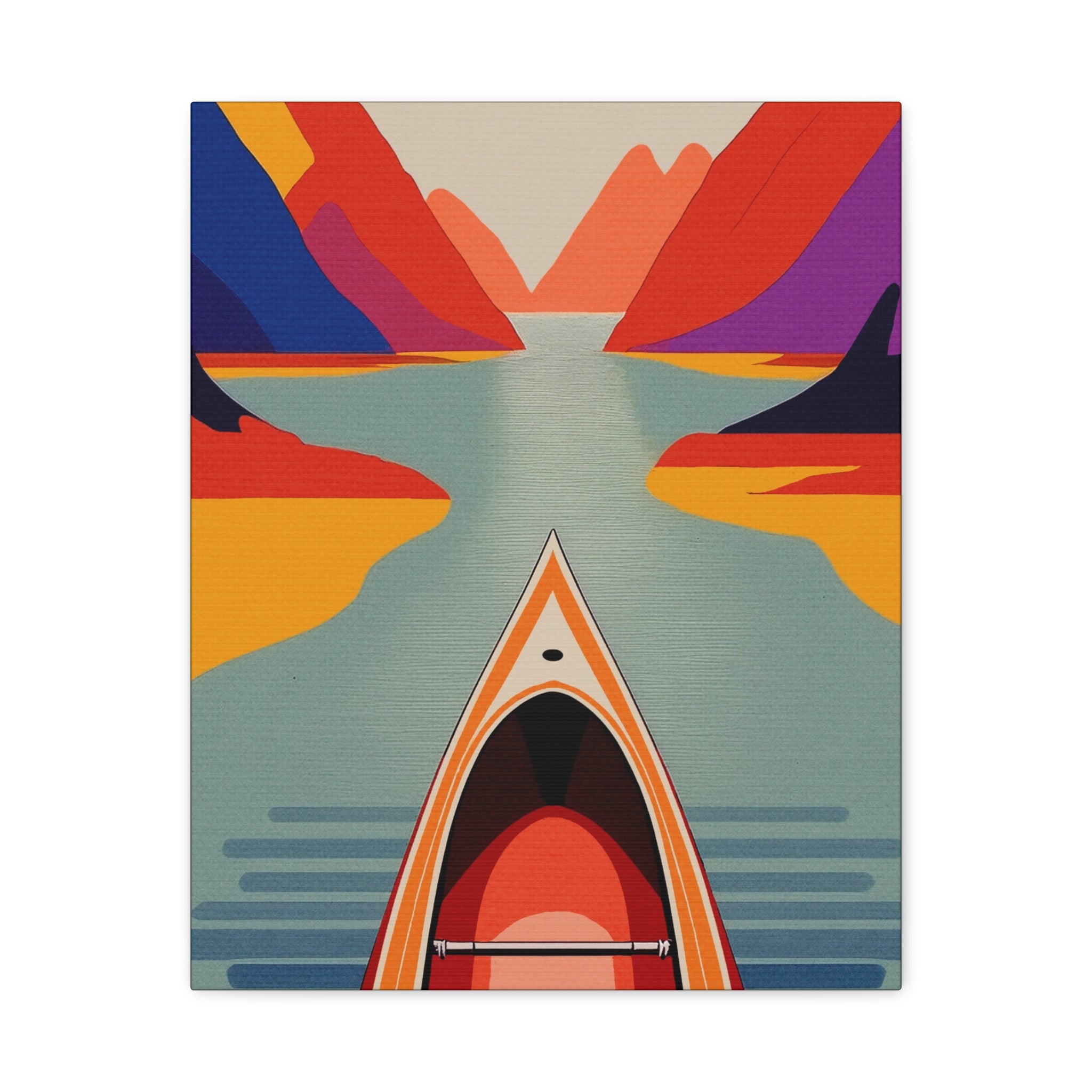 Midwest Modern Outdoor Activity Canoe Art Print - Matte Canvas, Stretched, 1.25"