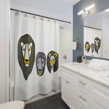 MOD MCM Inspired Lion Lions Graphic Art Shower Curtain