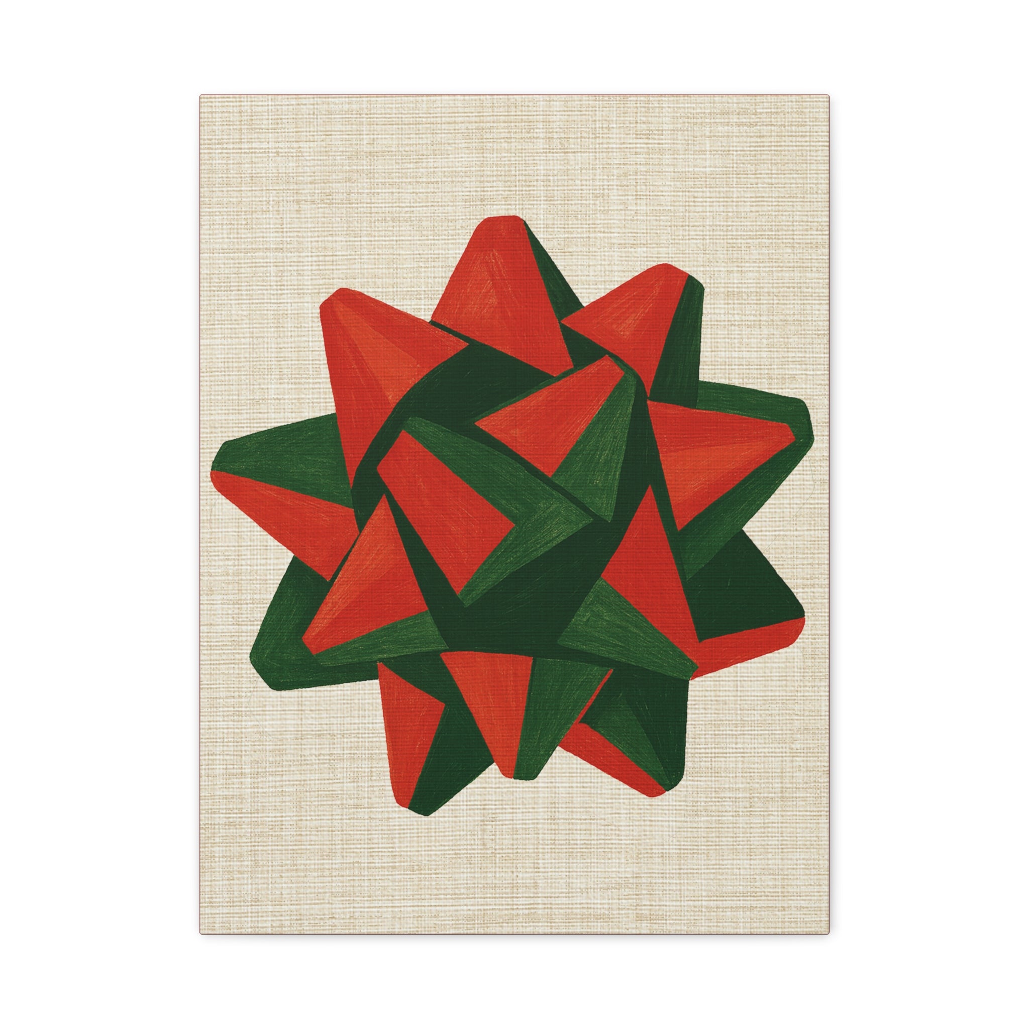 Midwest Mod Seasonal Christmas Art Print - Pop Art Package Bow - Matte Canvas, Stretched, 1.25"