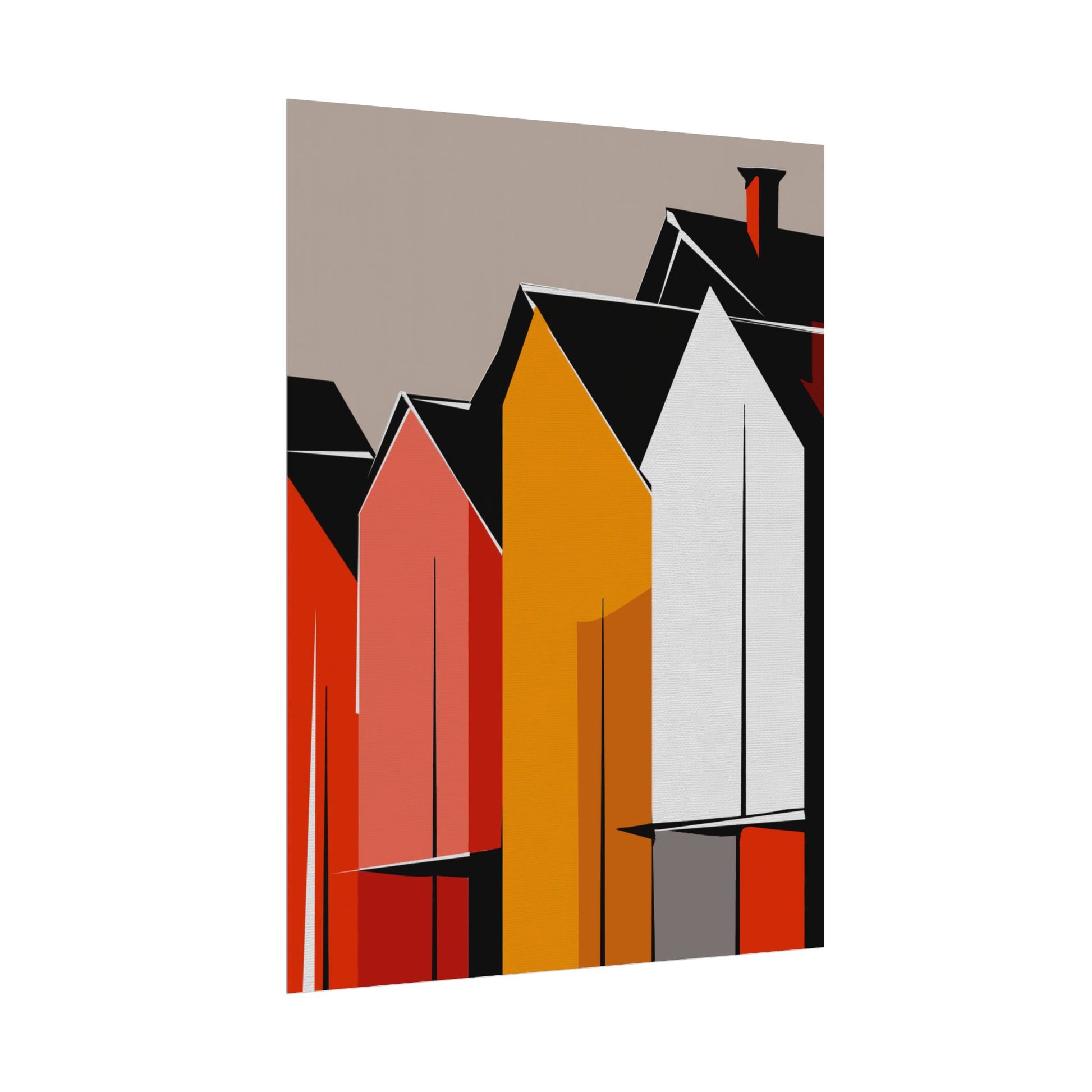 Mid Century Modern Inspired Houses Homes Art Print Rolled Poster | Wall Art, Midwest Mod, Prairie, Architecture