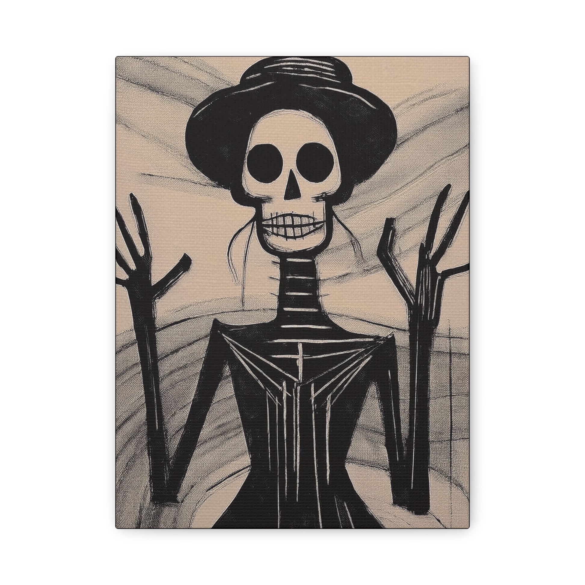 Put Your Hands Where I Can See Them Skeleton Art Print  - Matte Canvas, Stretched, 1.25"