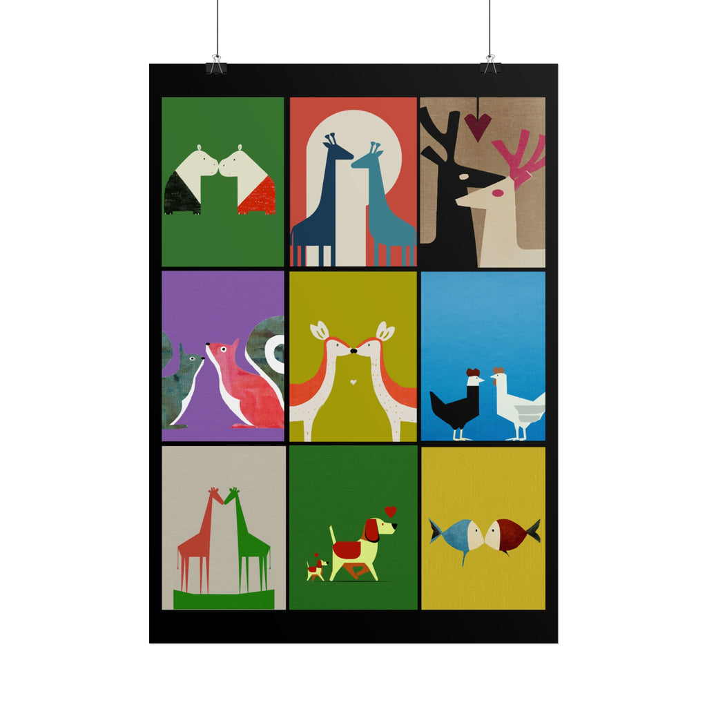 Midwest Modern Animal Love, Rolled Poster -  animals, nature, love, valentines, colorful, mod