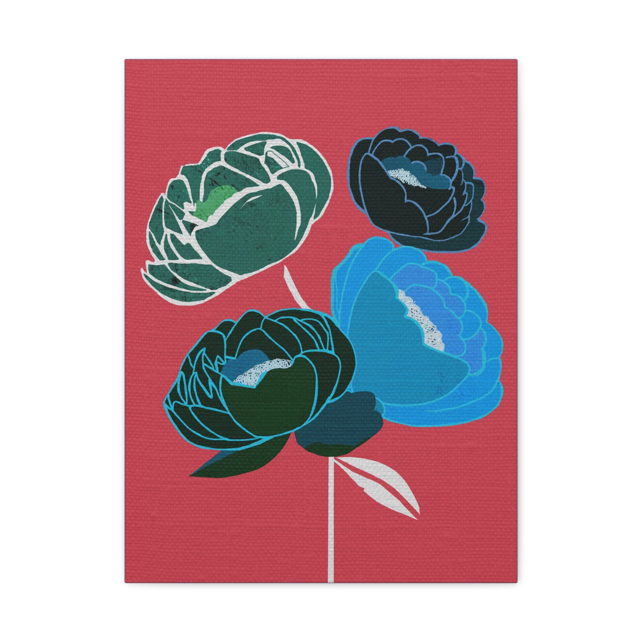 Midwest Modern Abstract Springtime Peonies Print - Matte Canvas, Stretched, 1.25" -  home decor, wall art, nature, peony, spring