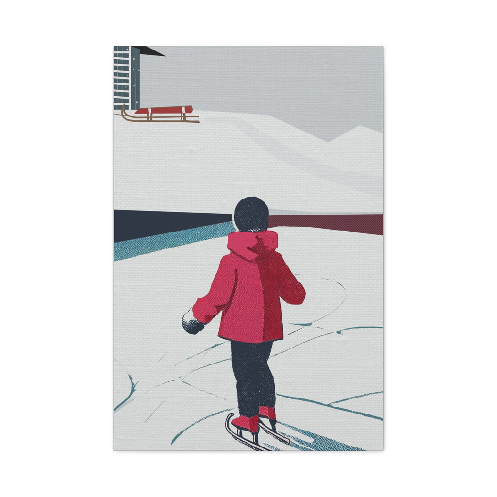 Midwest Mod To Skate or To Sled Winter Art Print - Matte Canvas, Stretched, 1.25"