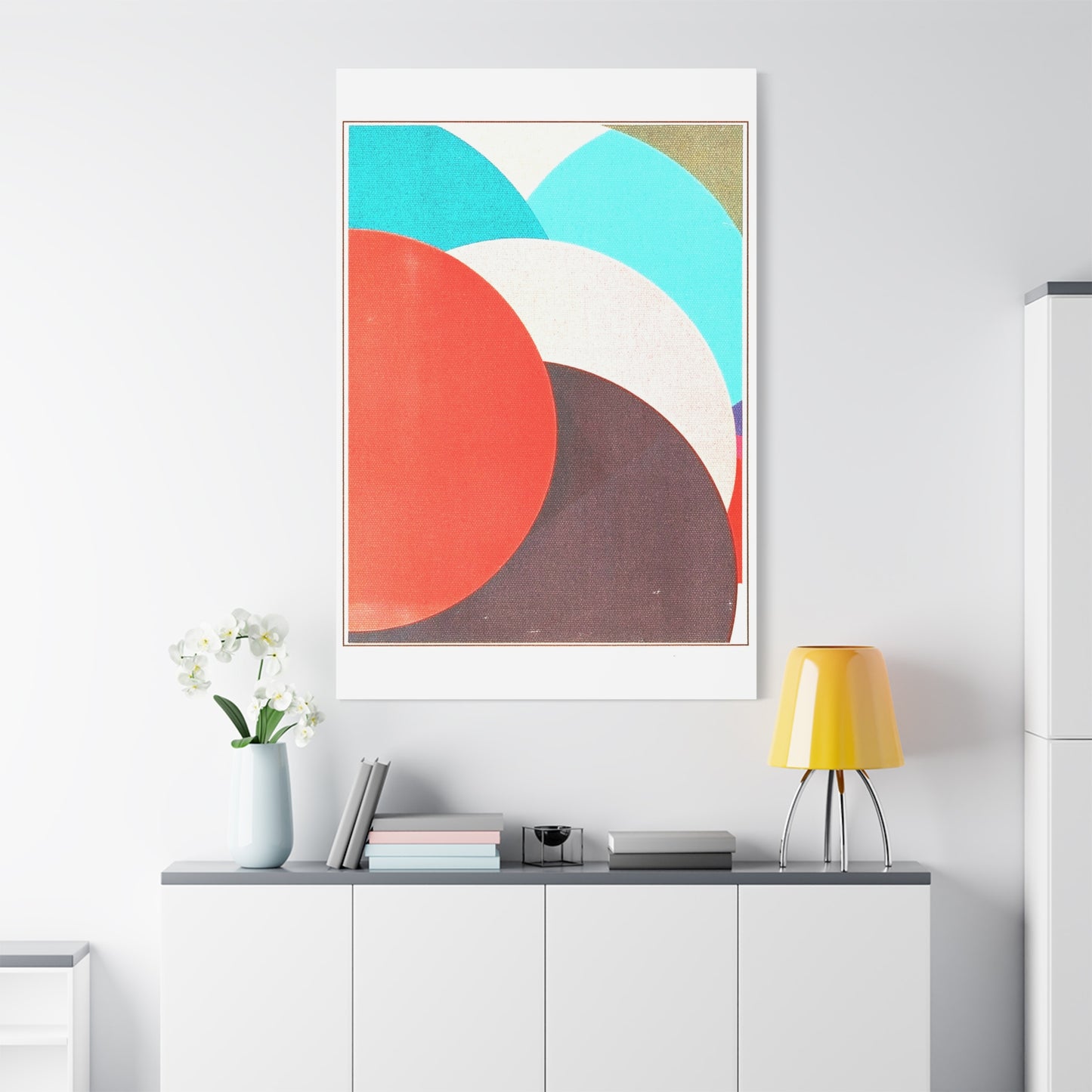 Retro Inspired Abstract Circle Rock Graphic Art Print - Matte Canvas, Stretched, 1.25"