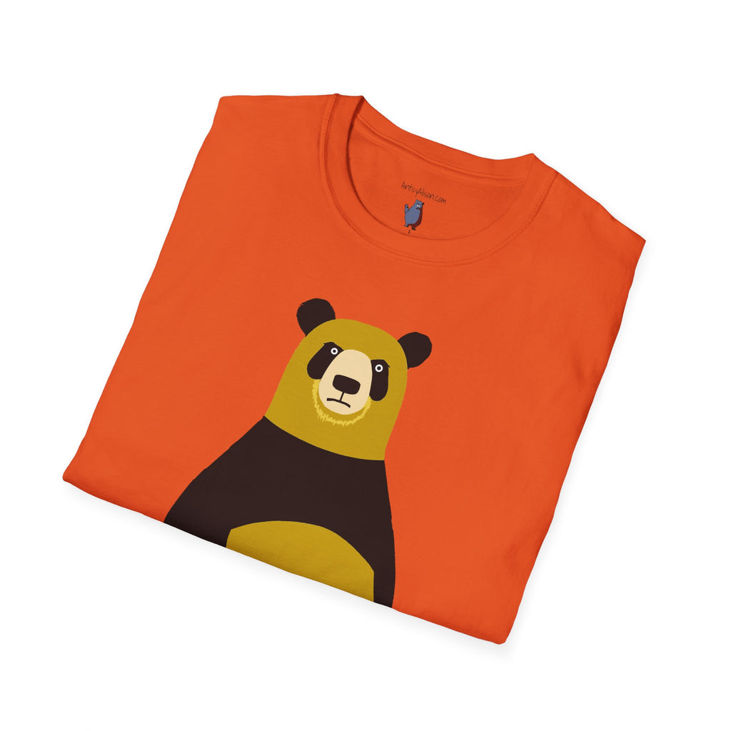 Yellow and Black Bear Number 5 Graphic Art - 100% Cotton T-Shirt
