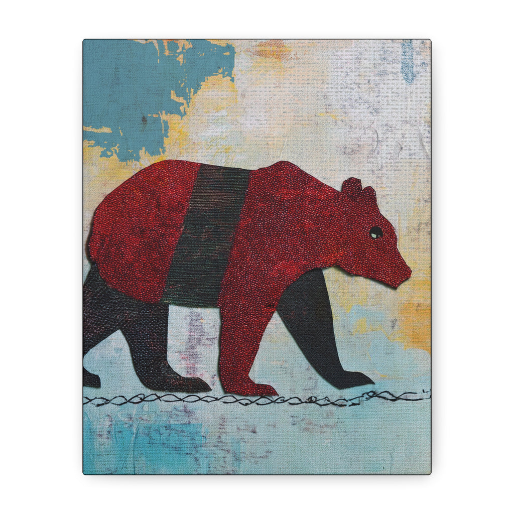 Collage Style Walking Bear - Matte Canvas, Stretched, 1.25"