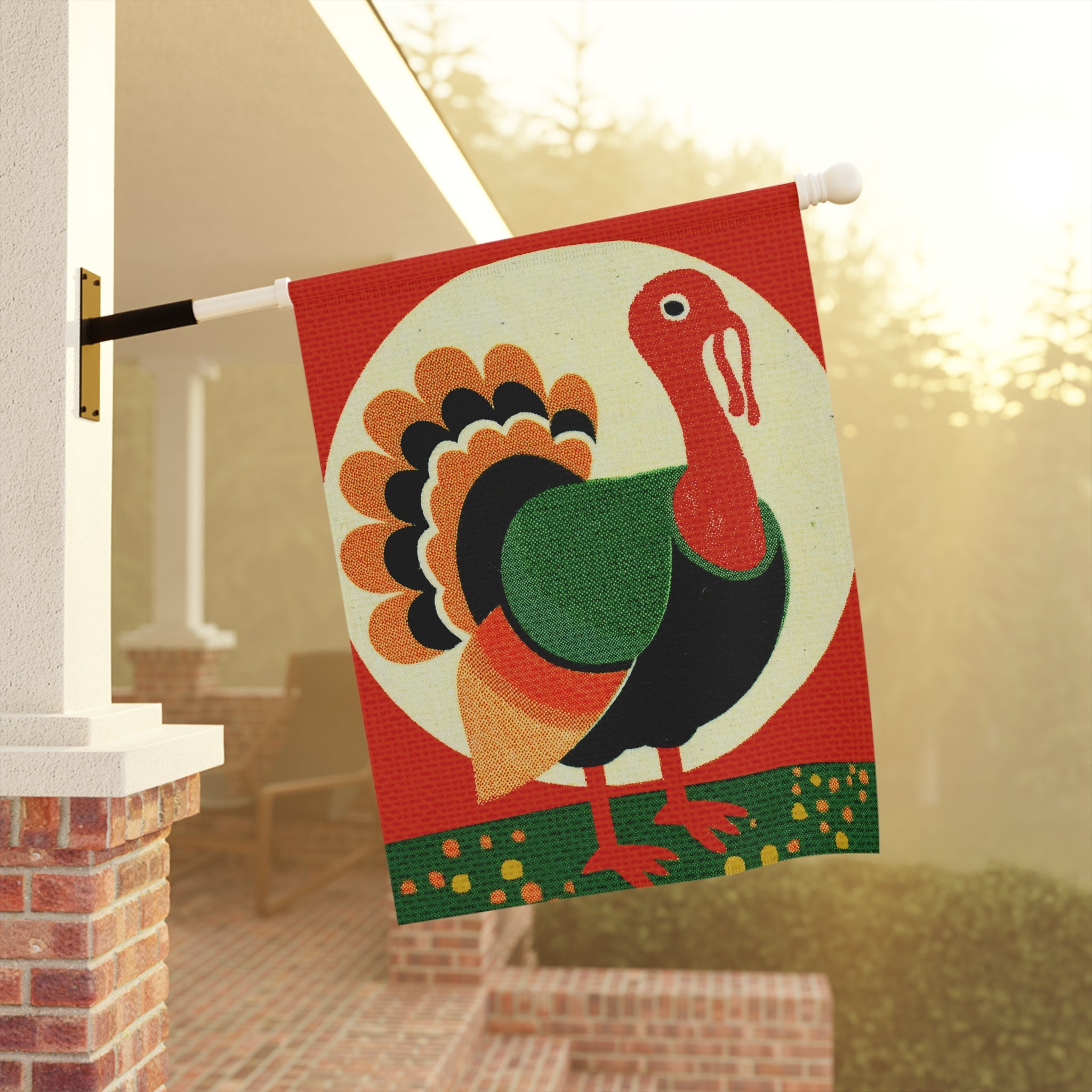 Thanksgiving Seasonal Midwest Mod Turkey Whimsical Yard Decoration, Unique Home & Garden Decor, House Flag, Garden Banner