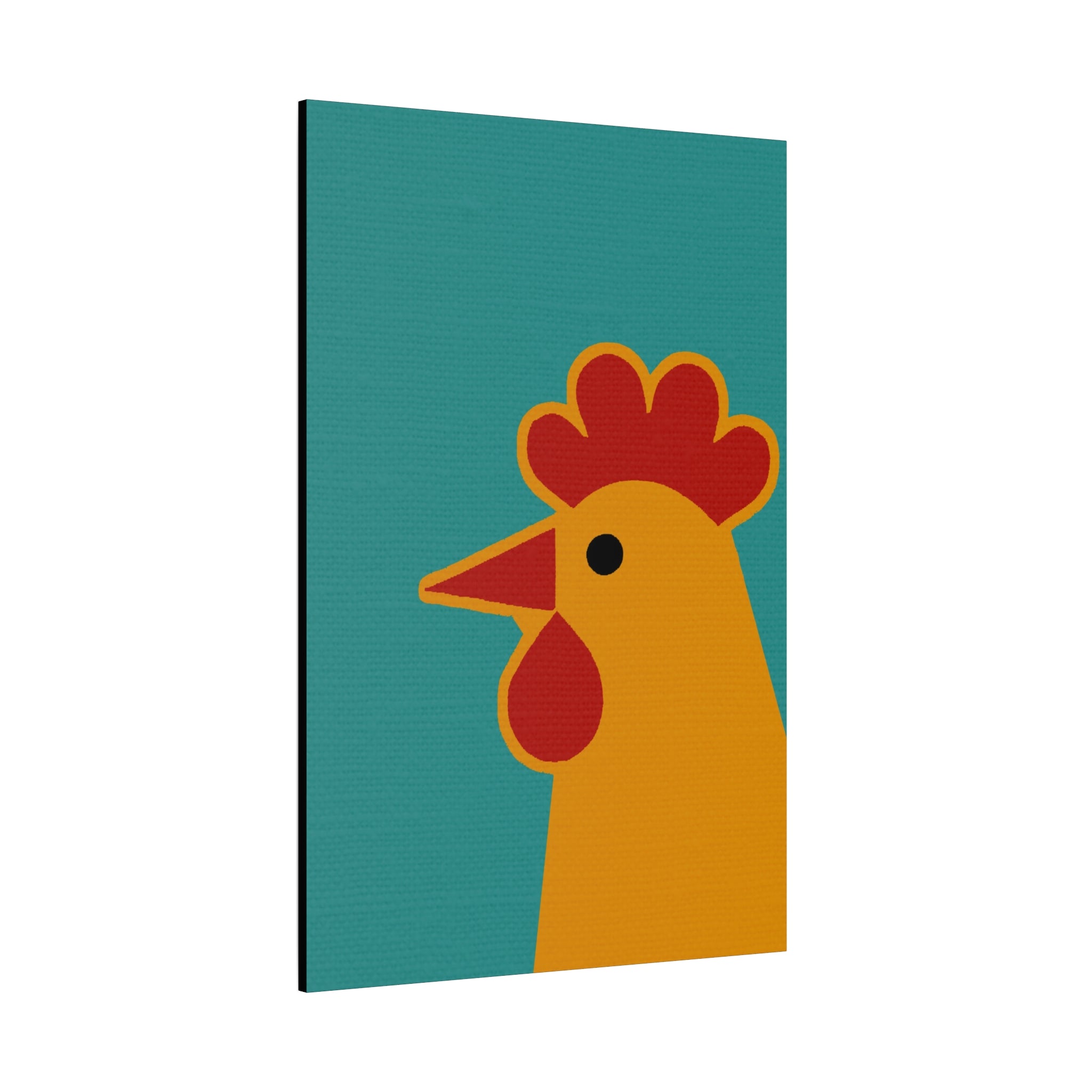Midwest Modern Icon Pop Art Chicken Head Print - Matte Canvas, Stretched, 1.25" - wall decor, fun art,  bold, animals, chickens