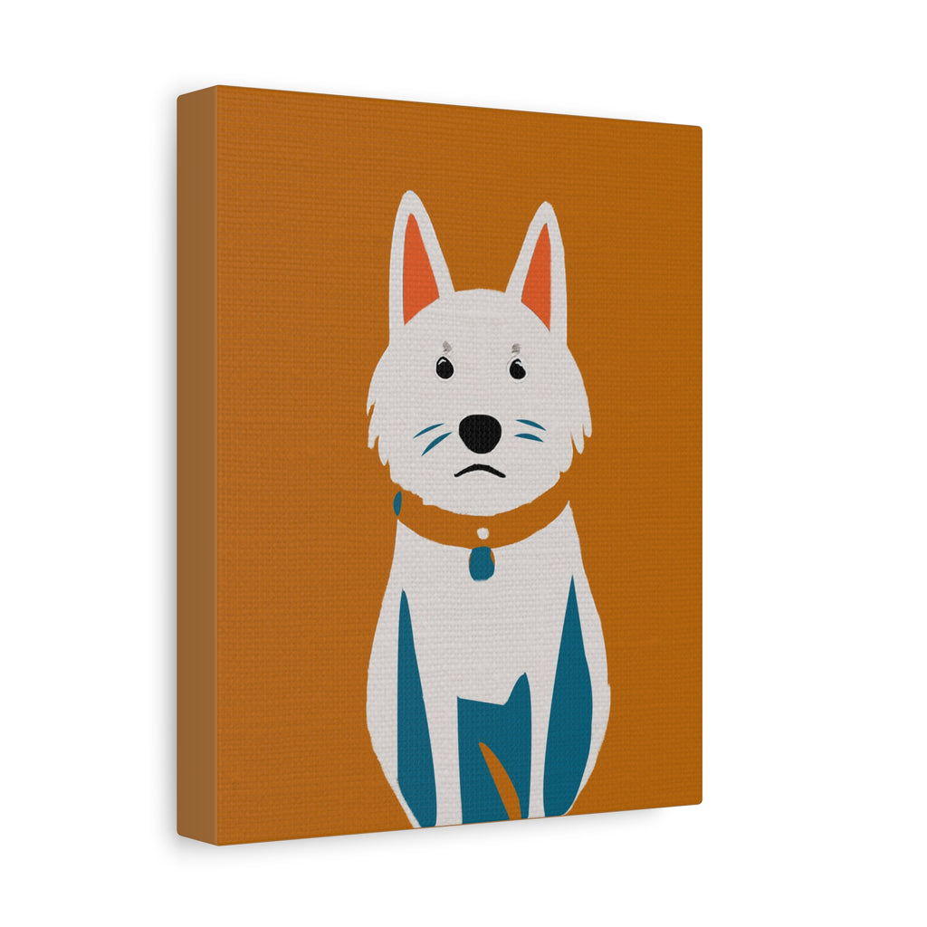Midwest Modern Retro Sitting Dog Pup Print  - Matte Canvas, Stretched, 1.25"