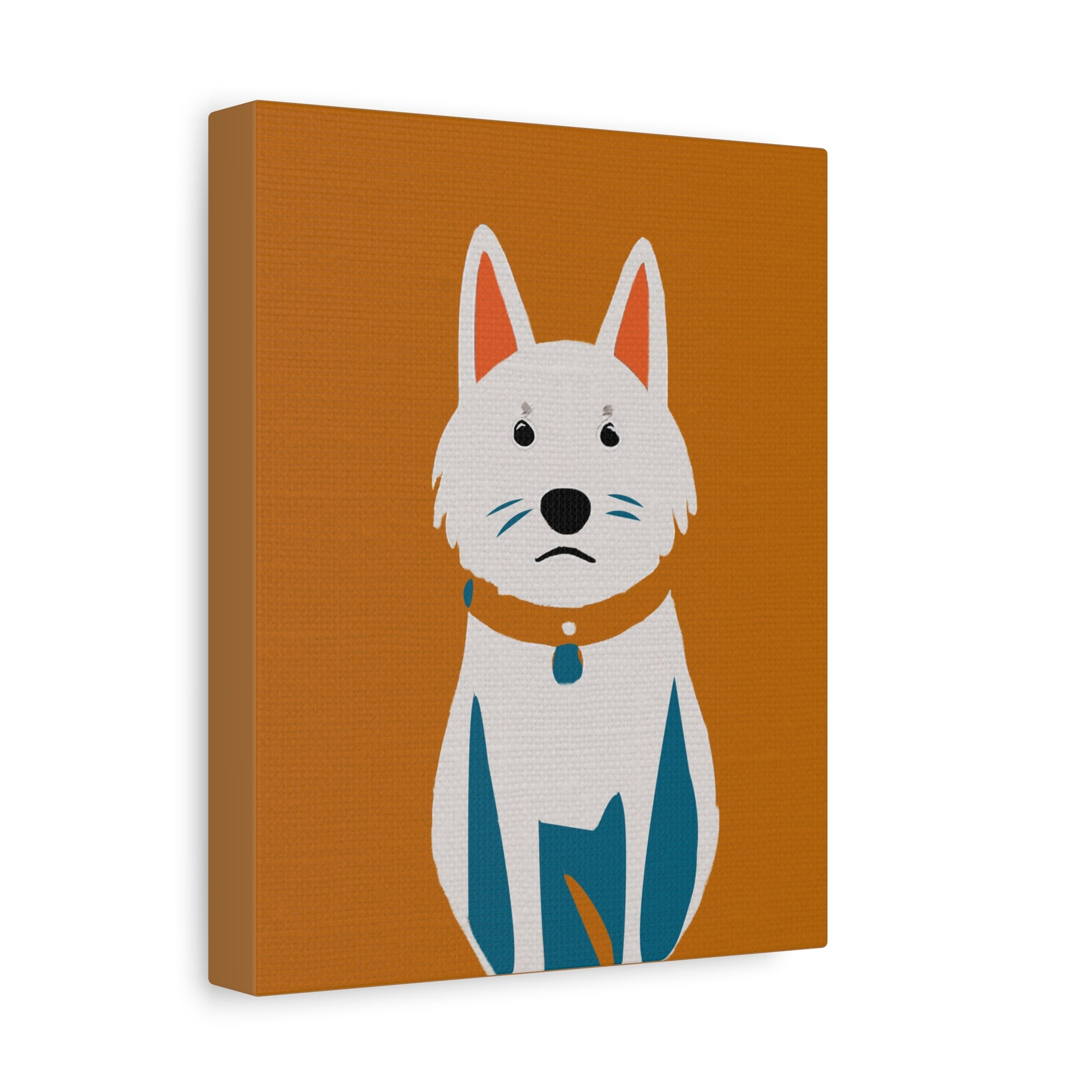 Midwest Modern Retro Sitting Dog Pup Print  - Matte Canvas, Stretched, 1.25"