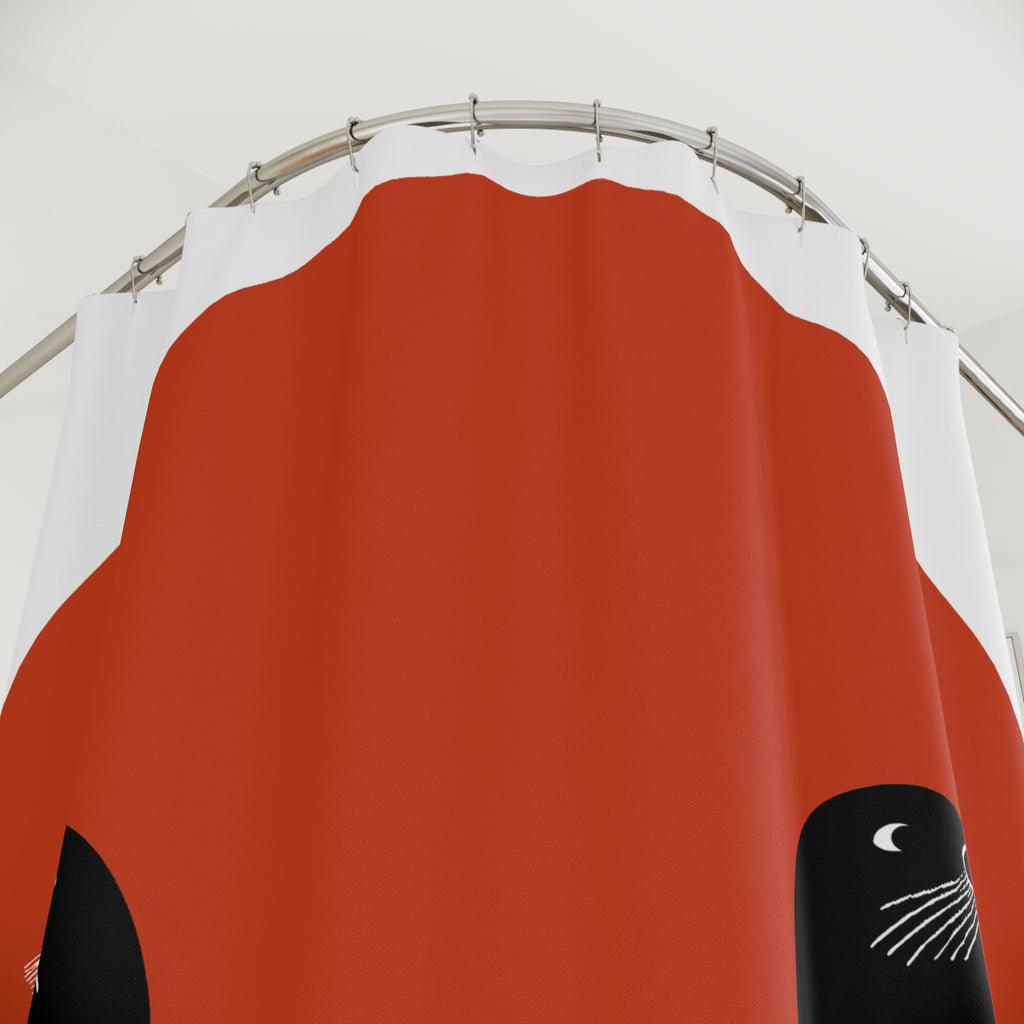 Two Seals at Sea Vibrant Bold Graphic Shower Curtain