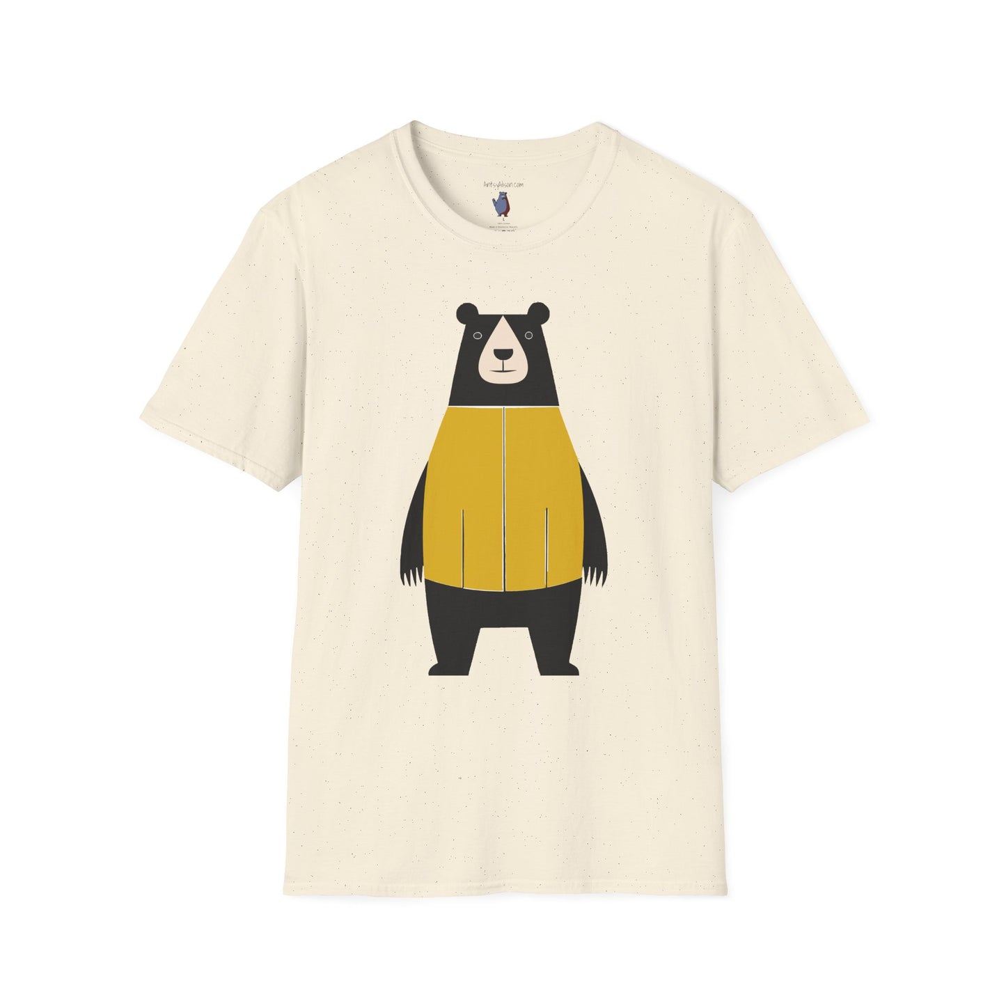 Bear in Yellow Graphic Art - 100% Cotton T-Shirt