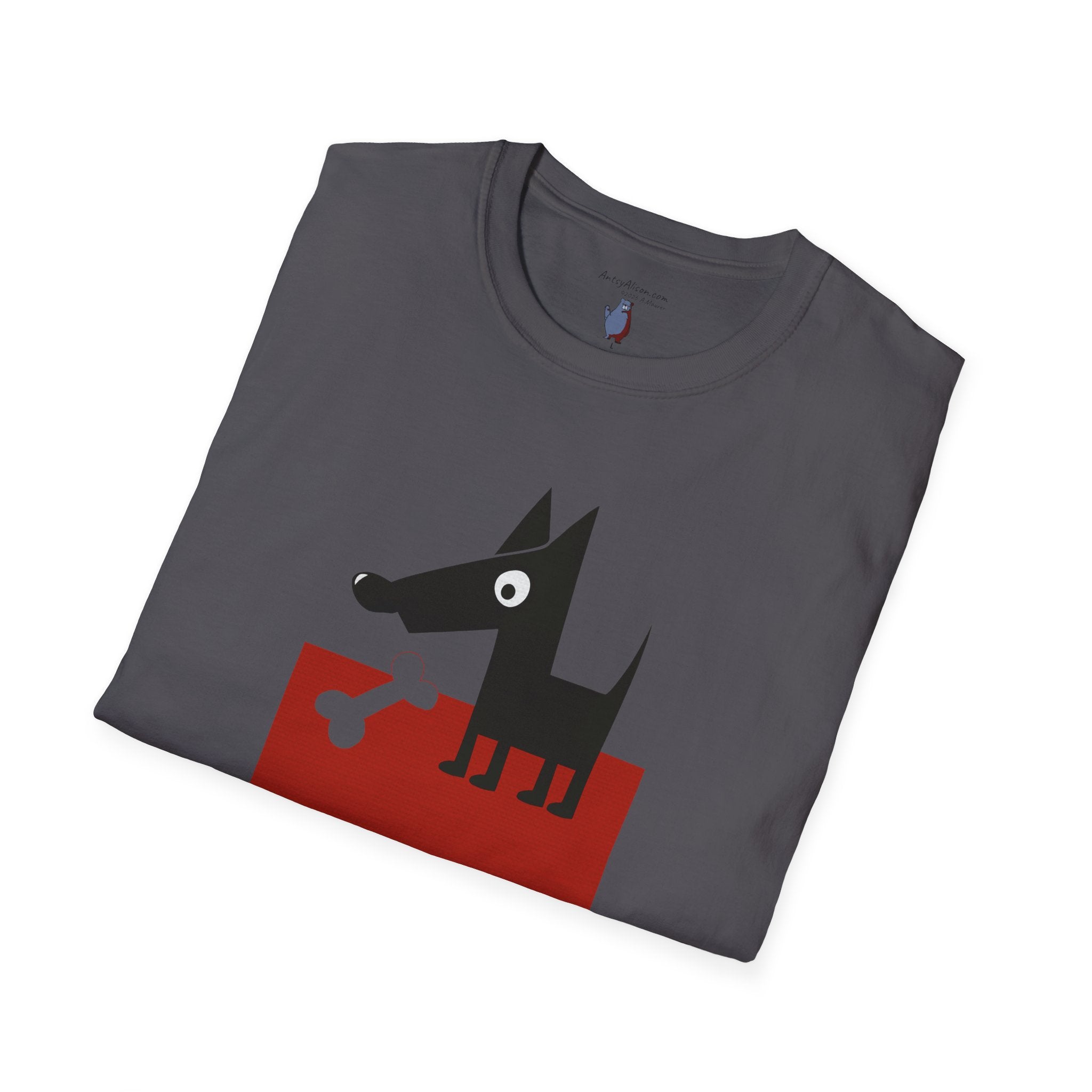 Midwest Modern Pop Icon Dog & Bone 100% Cotton Graphic Tee - animal lovers, dog, canine, bones