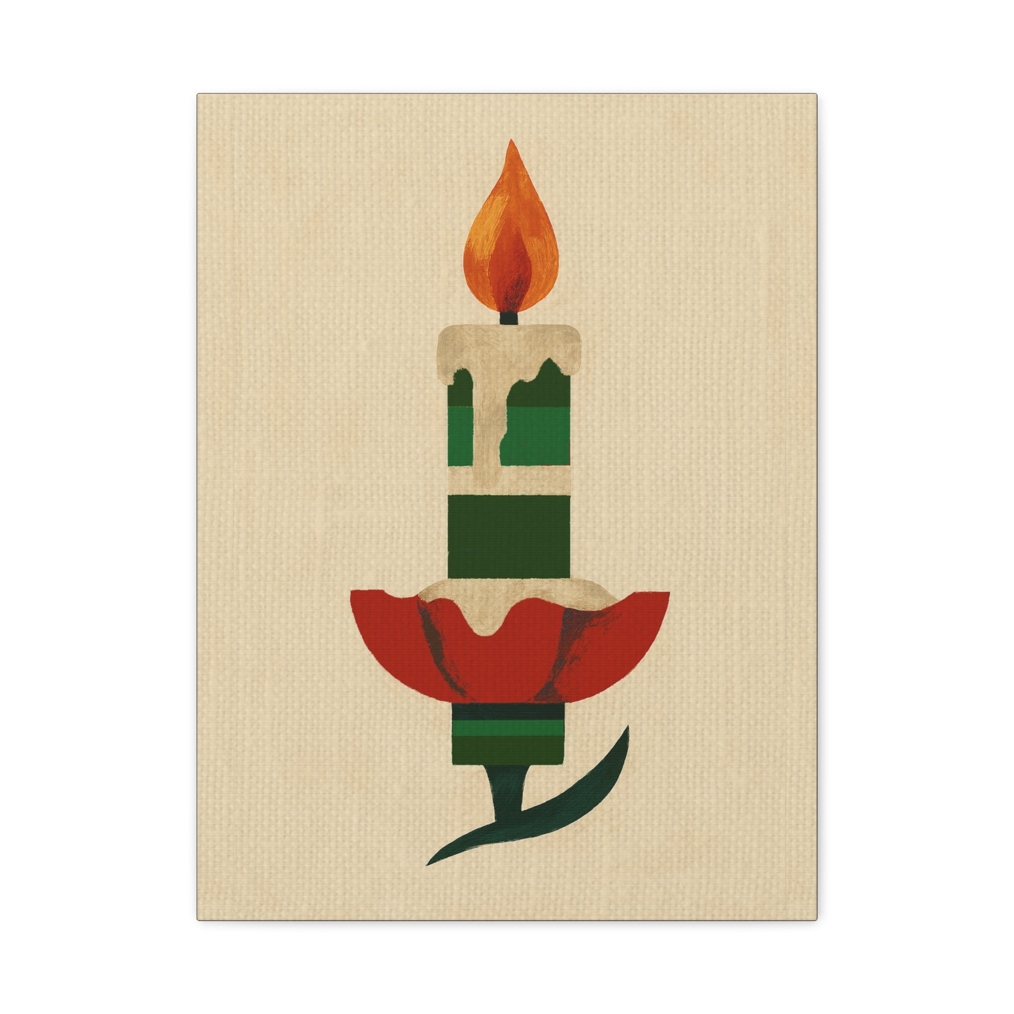 Midwest Mod Seasonal Christmas Art Print -Vintage Clip-On Candle Ornament - Matte Canvas, Stretched, 1.25"