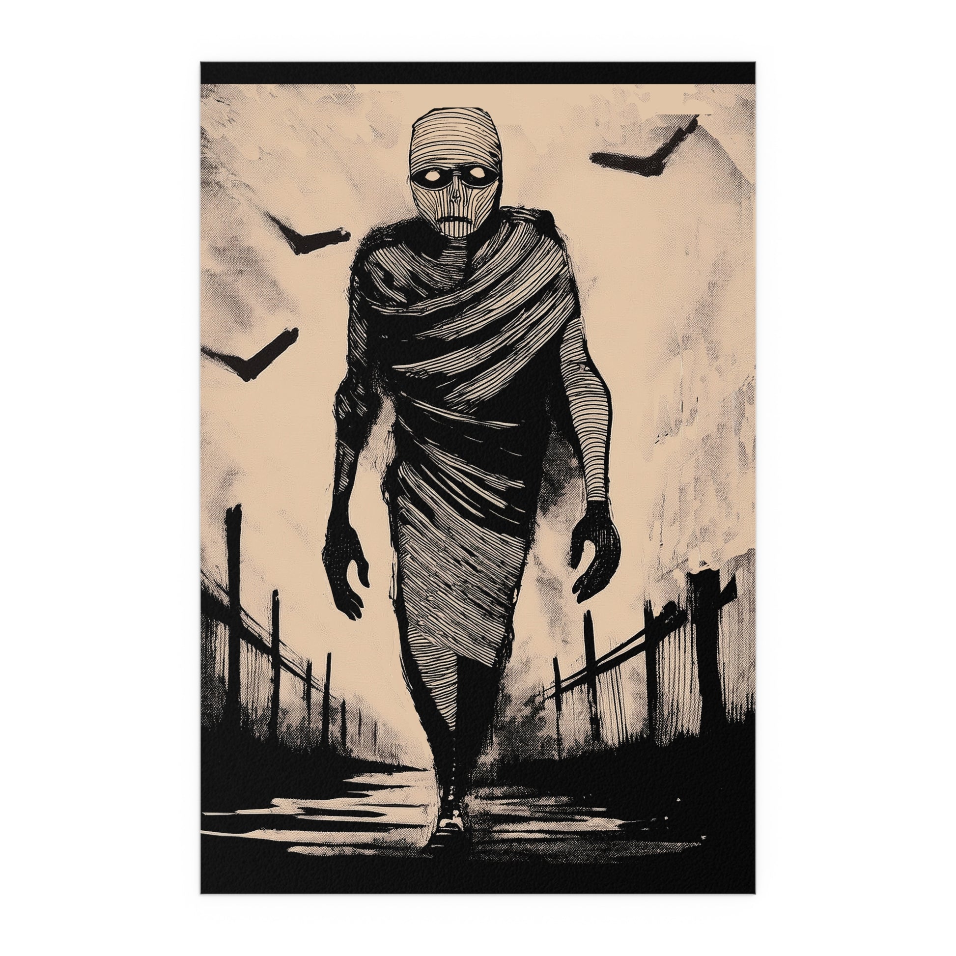 Midwest Mod Walking Mummy Seasonal Silk Poster, Indoor and Outdoor Decor, Seasonal Decor, Halloween, Mummy