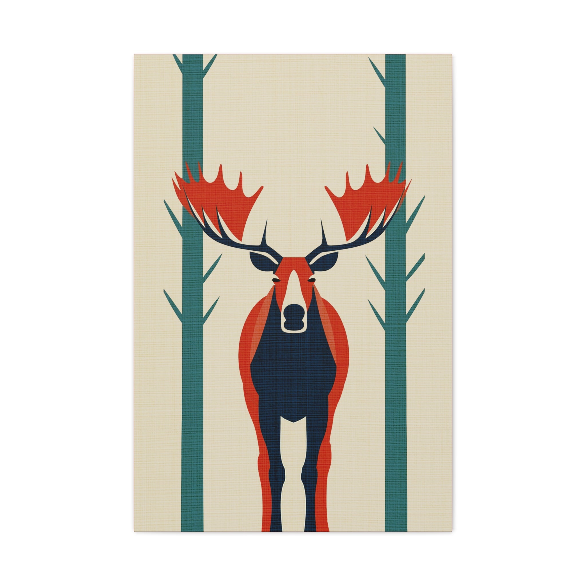 Midwest Mod Moose in Forest No. 1 Winter Print- Matte Canvas, Stretched, 1.25", holiday decor, winter, moose, forest