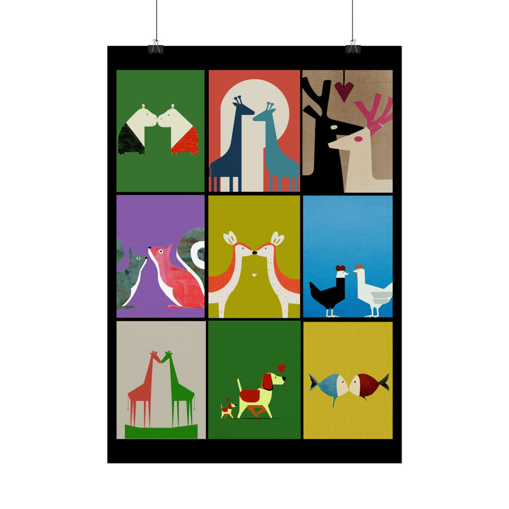 Midwest Modern Animal Love, Rolled Poster -  animals, nature, love, valentines, colorful, mod